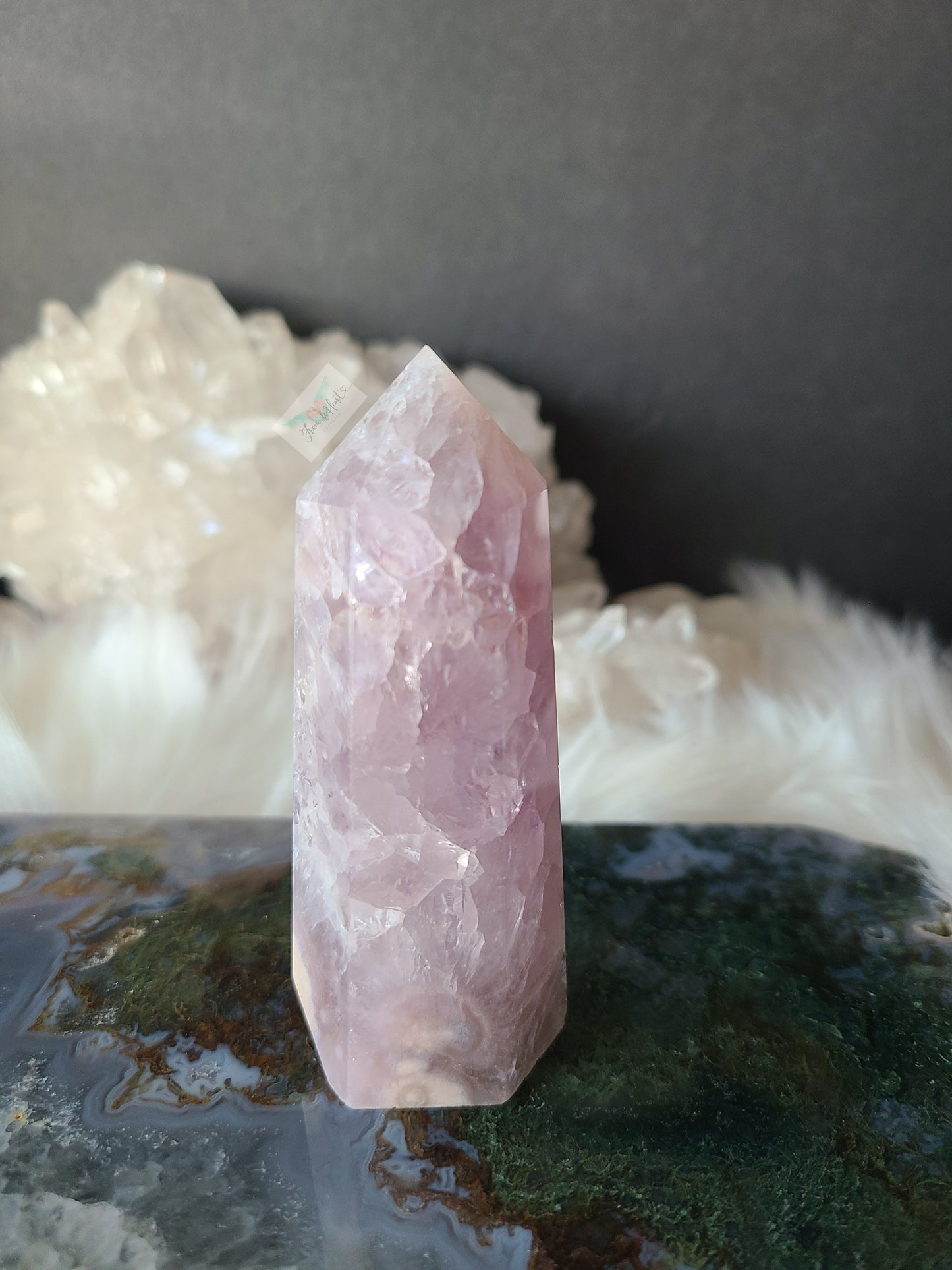 Amethyst Flower Agate Slab and Point (Pair)