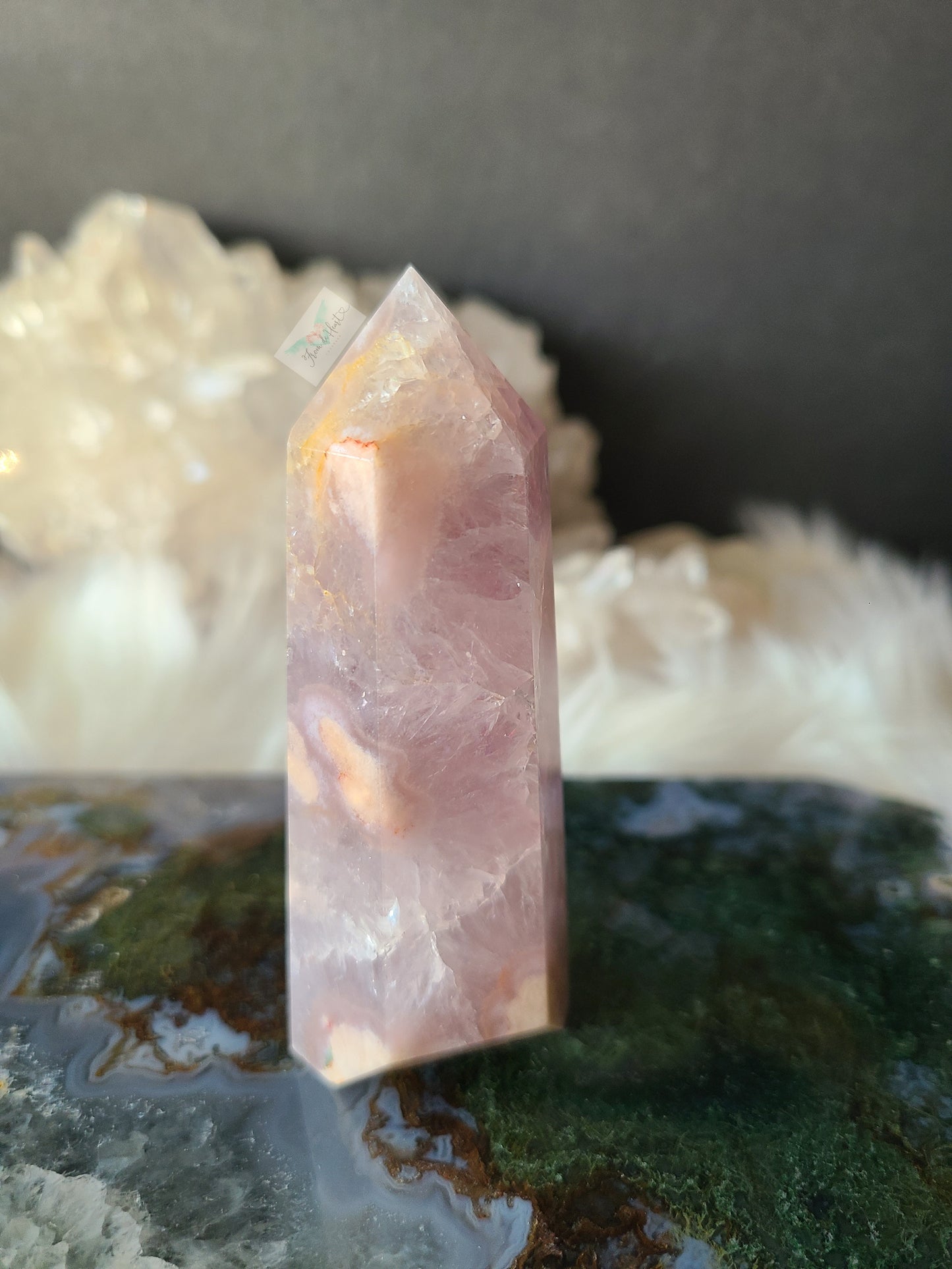 Amethyst Flower Agate Slab and Point (Pair)