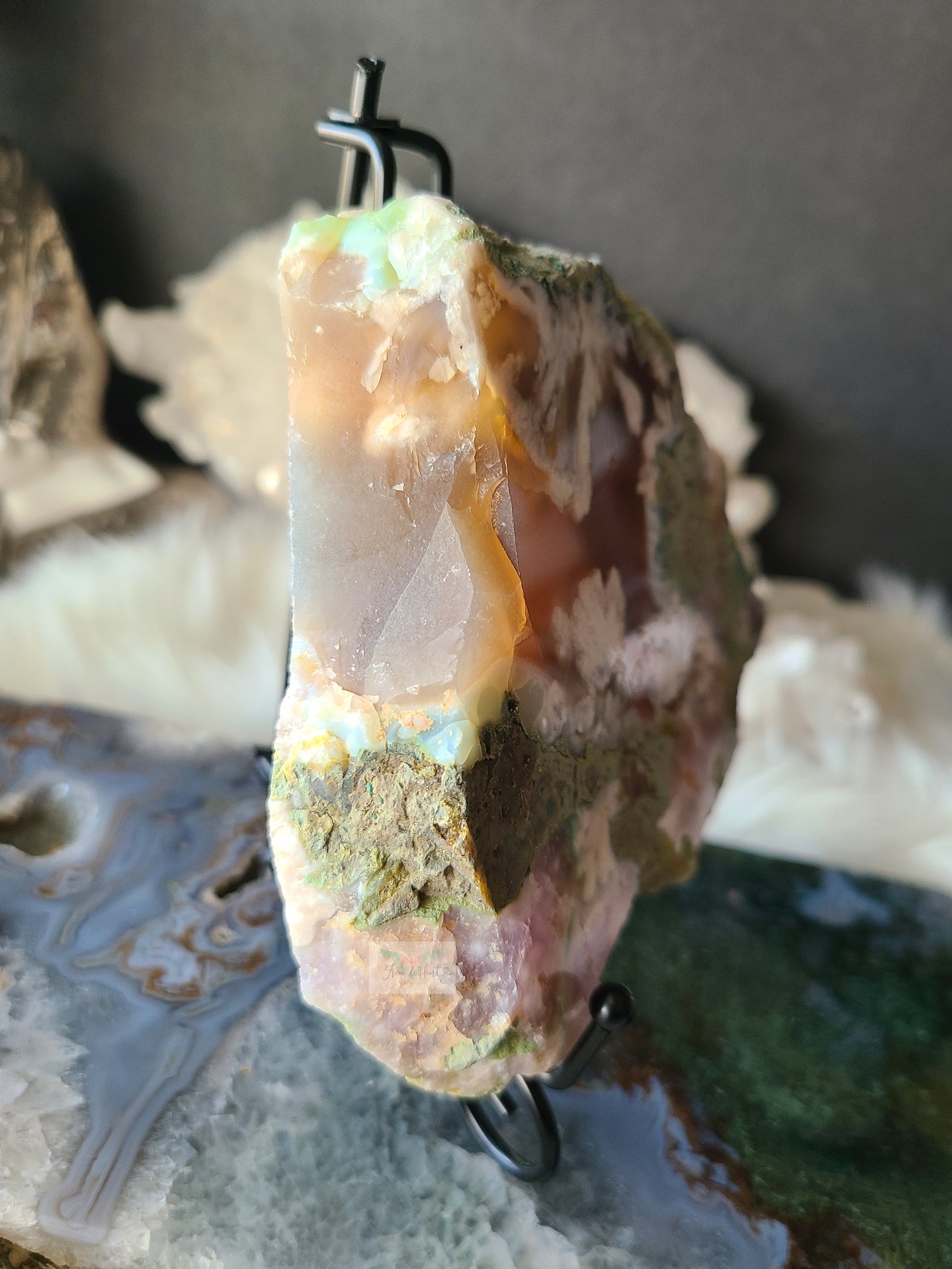 Amethyst Flower Agate Slab and Point (Pair)
