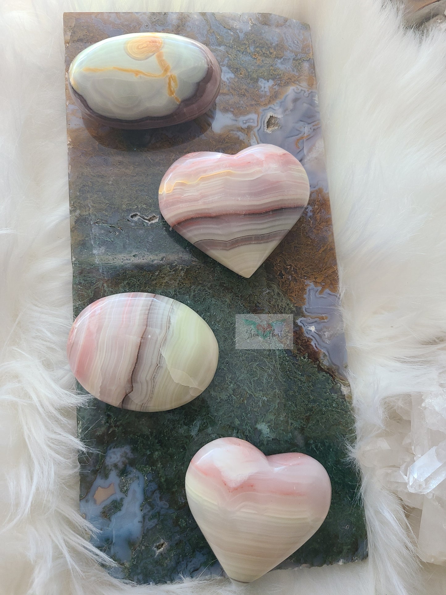 Strawberry Lime Calcite Heart (A)