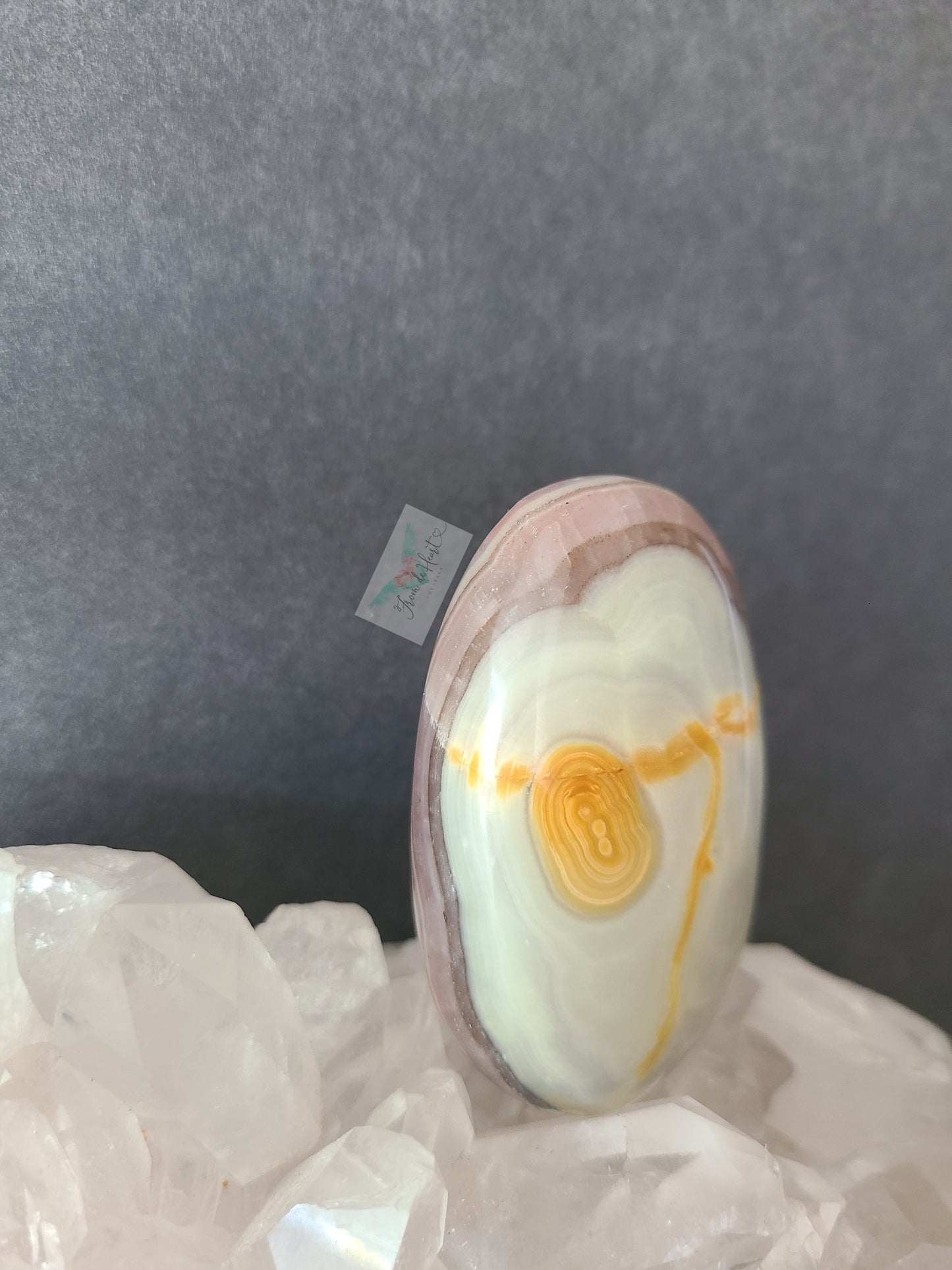 Strawberry Lime Calcite Palm Stone (B)
