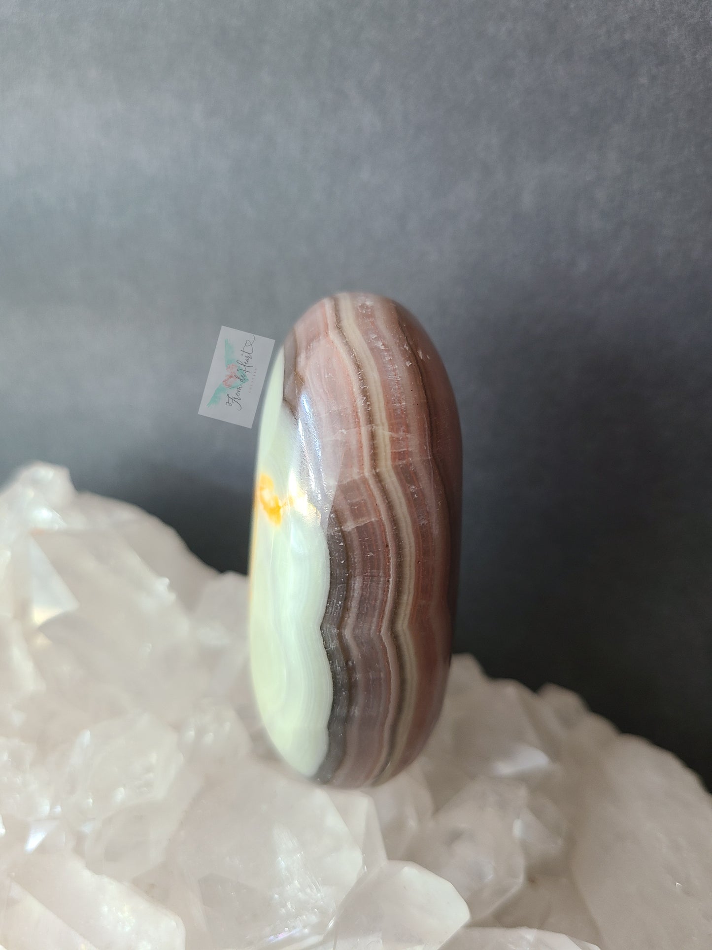 Strawberry Lime Calcite Palm Stone (B)