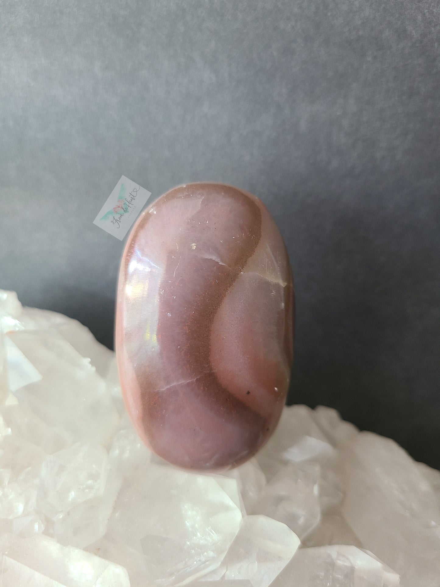 Strawberry Lime Calcite Palm Stone (B)