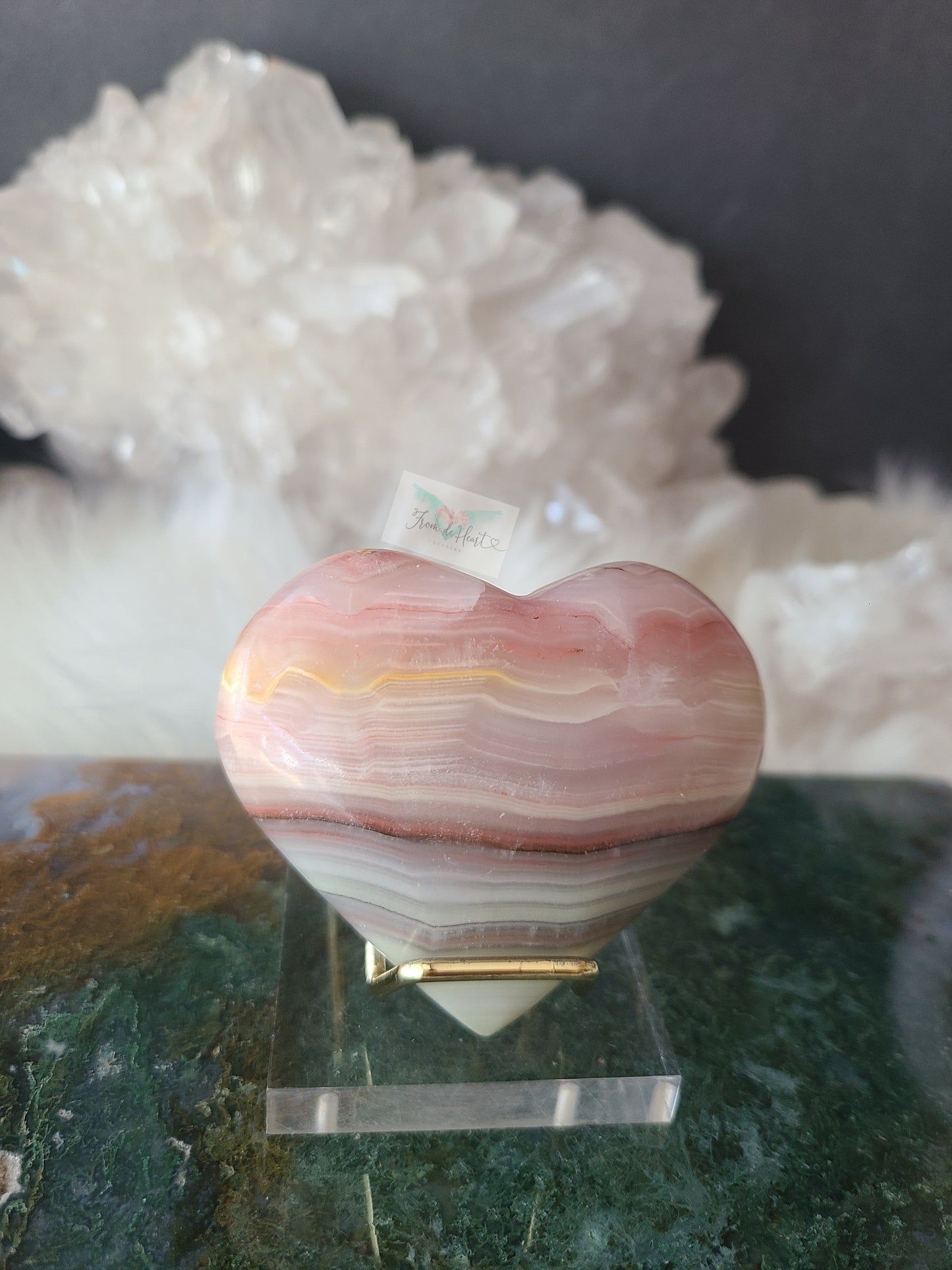Strawberry Lime Calcite Heart (B)