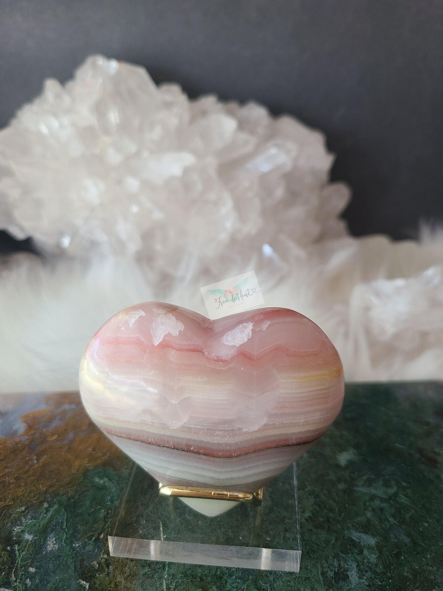 Strawberry Lime Calcite Heart (B)