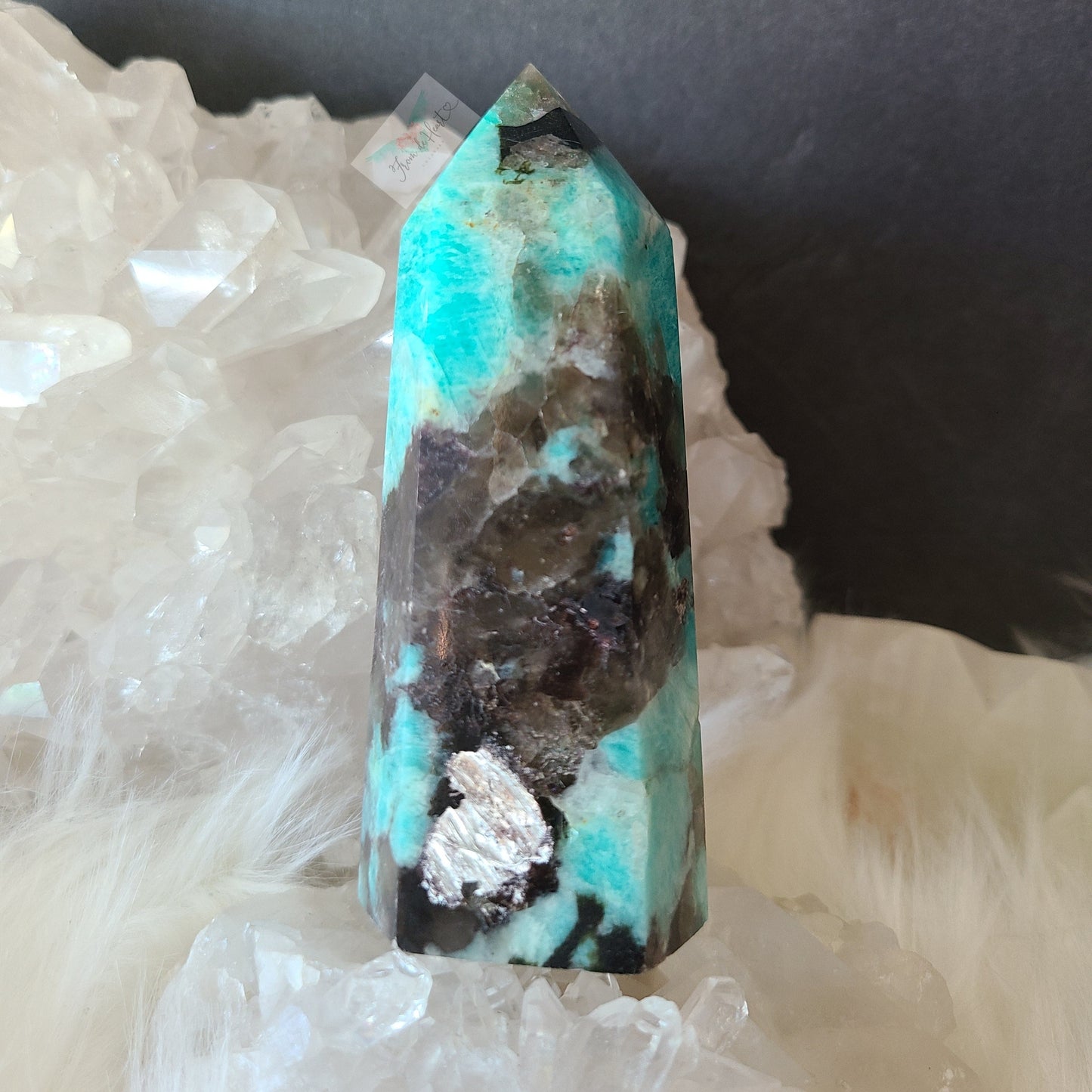 Amazonite Smoky Quartz Tower with Lepidolite