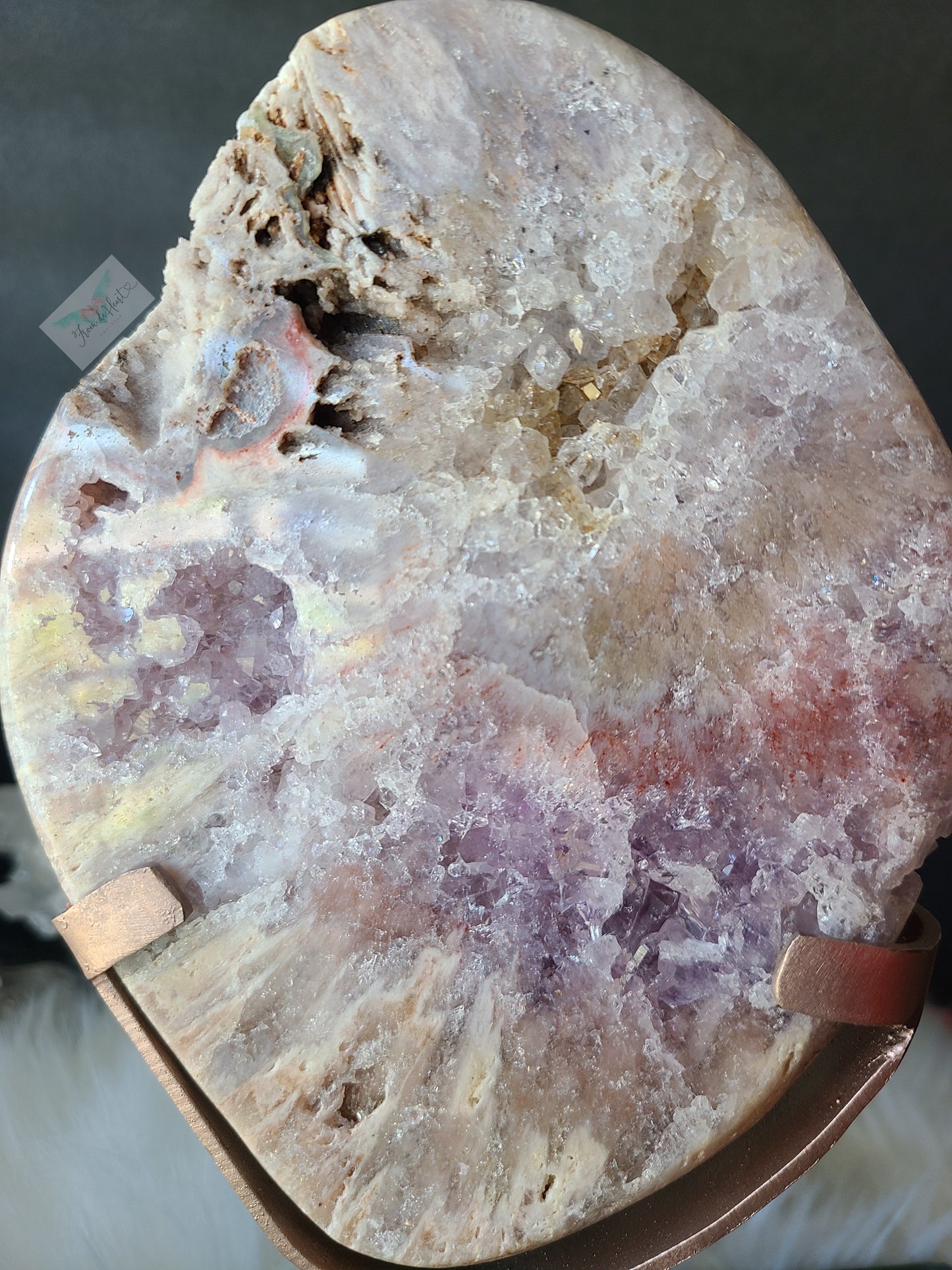 Druzy Pink Amethyst Slab on Stand