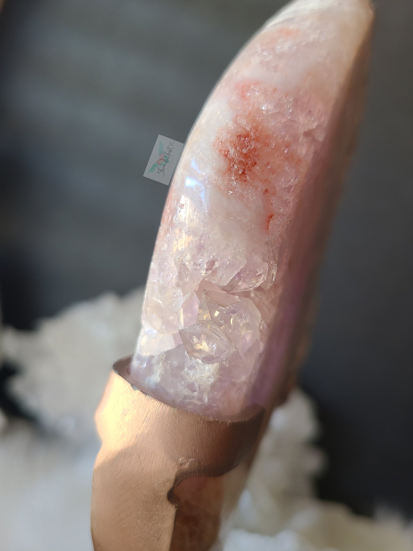 Druzy Pink Amethyst Slab on Stand