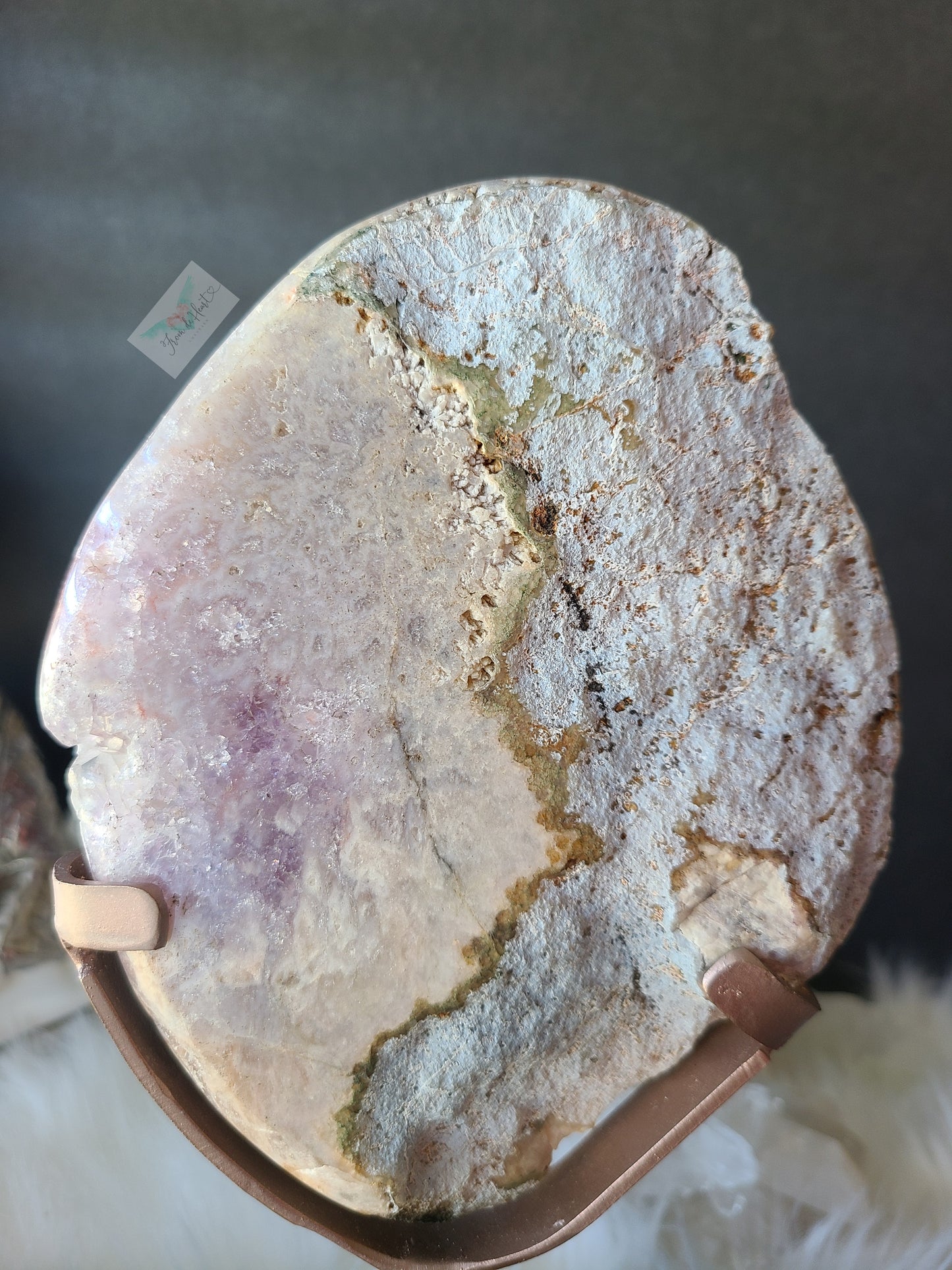 Druzy Pink Amethyst Slab on Stand