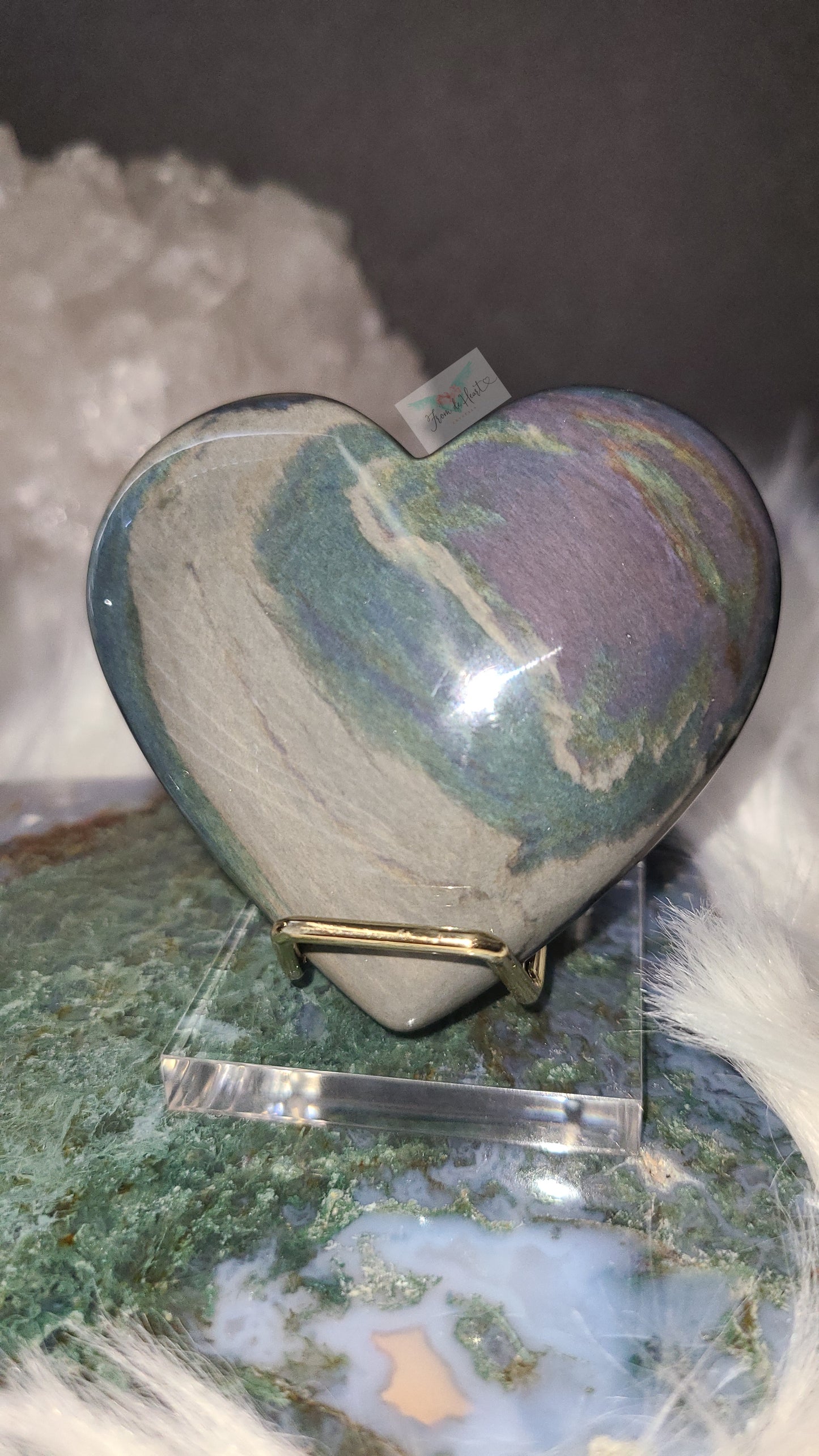 Rainbow Obsidian Heart (C)