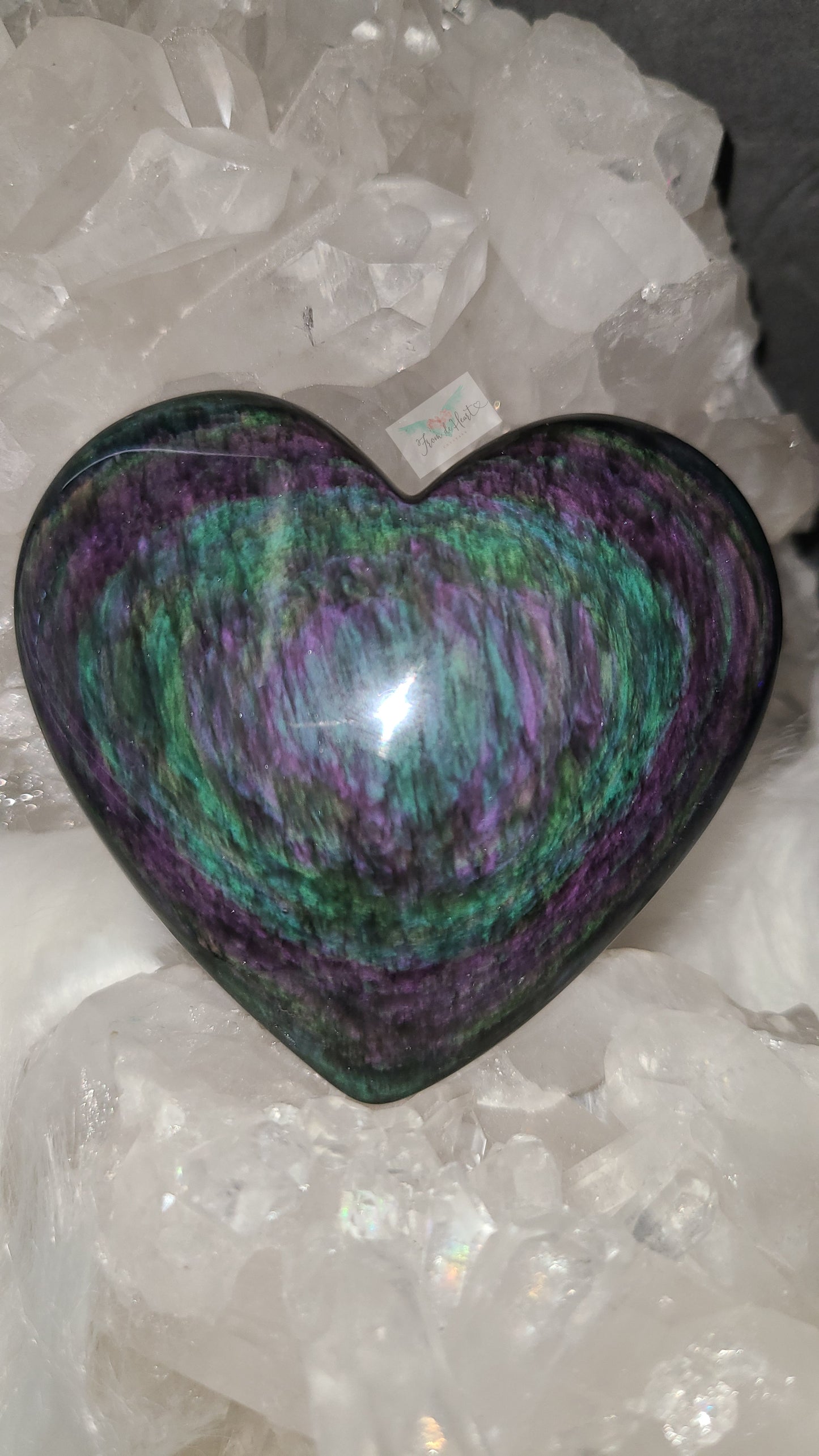 Rainbow Obsidian Heart