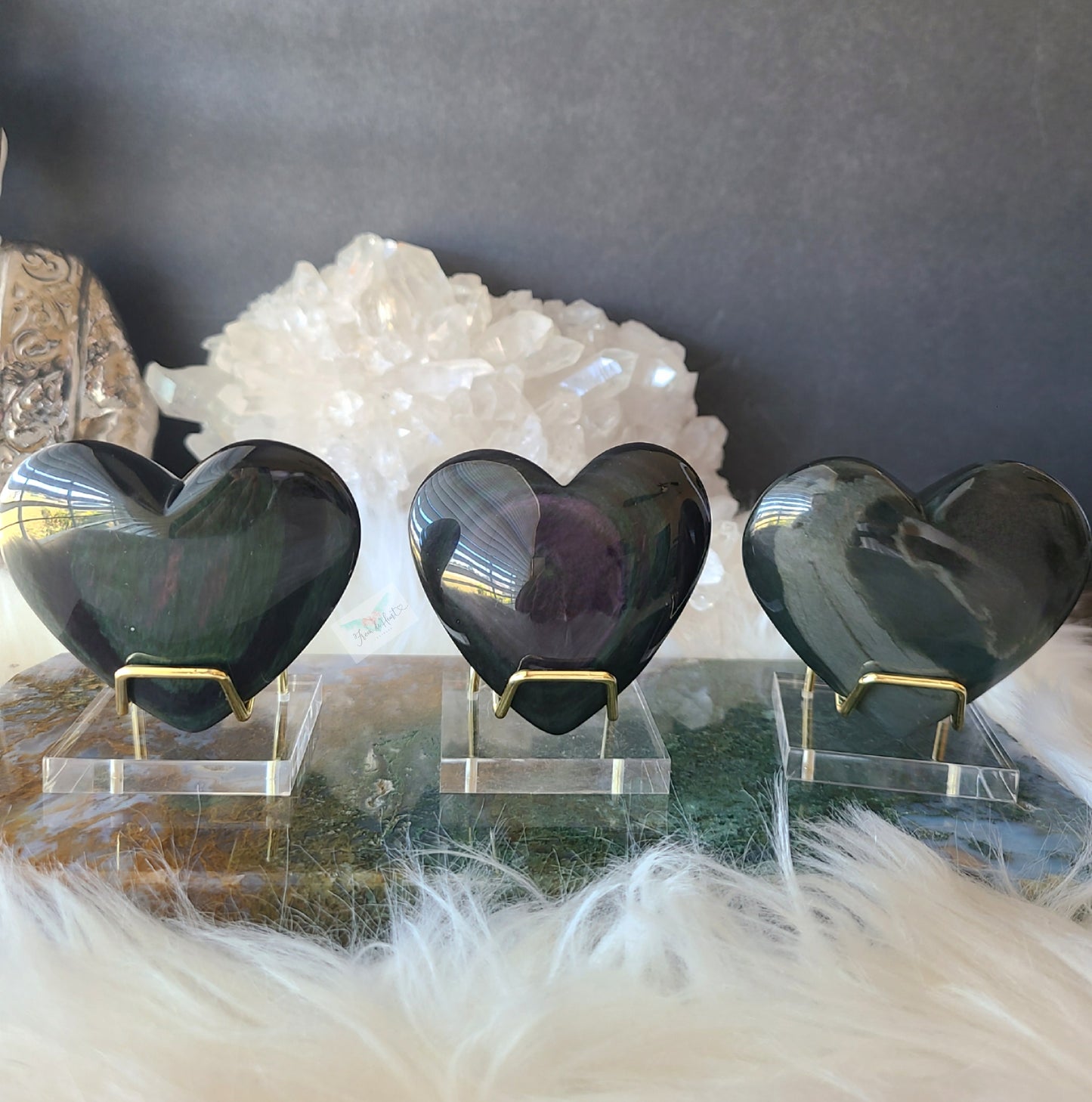 Rainbow Obsidian Heart