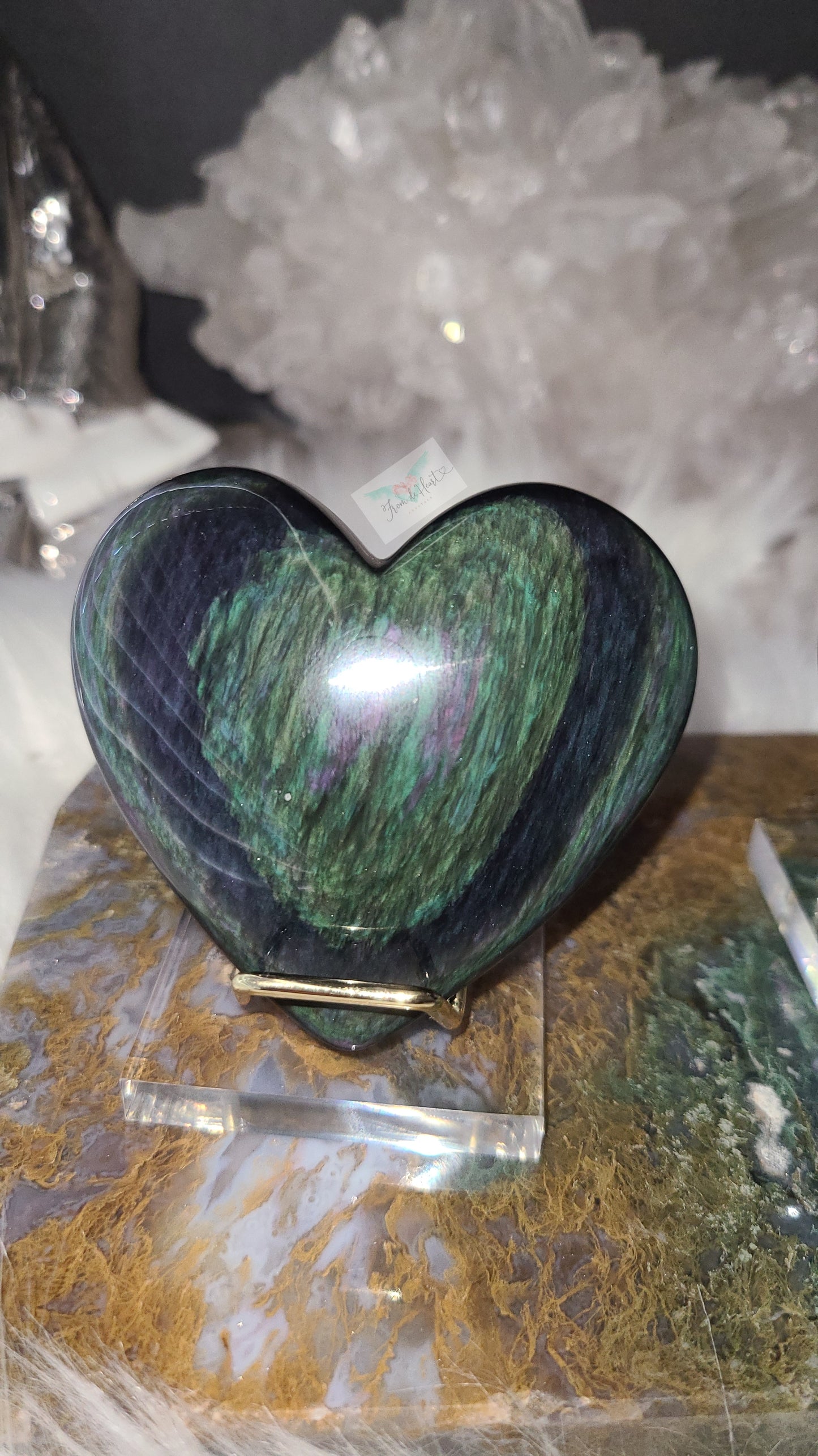 Rainbow Obsidian Heart