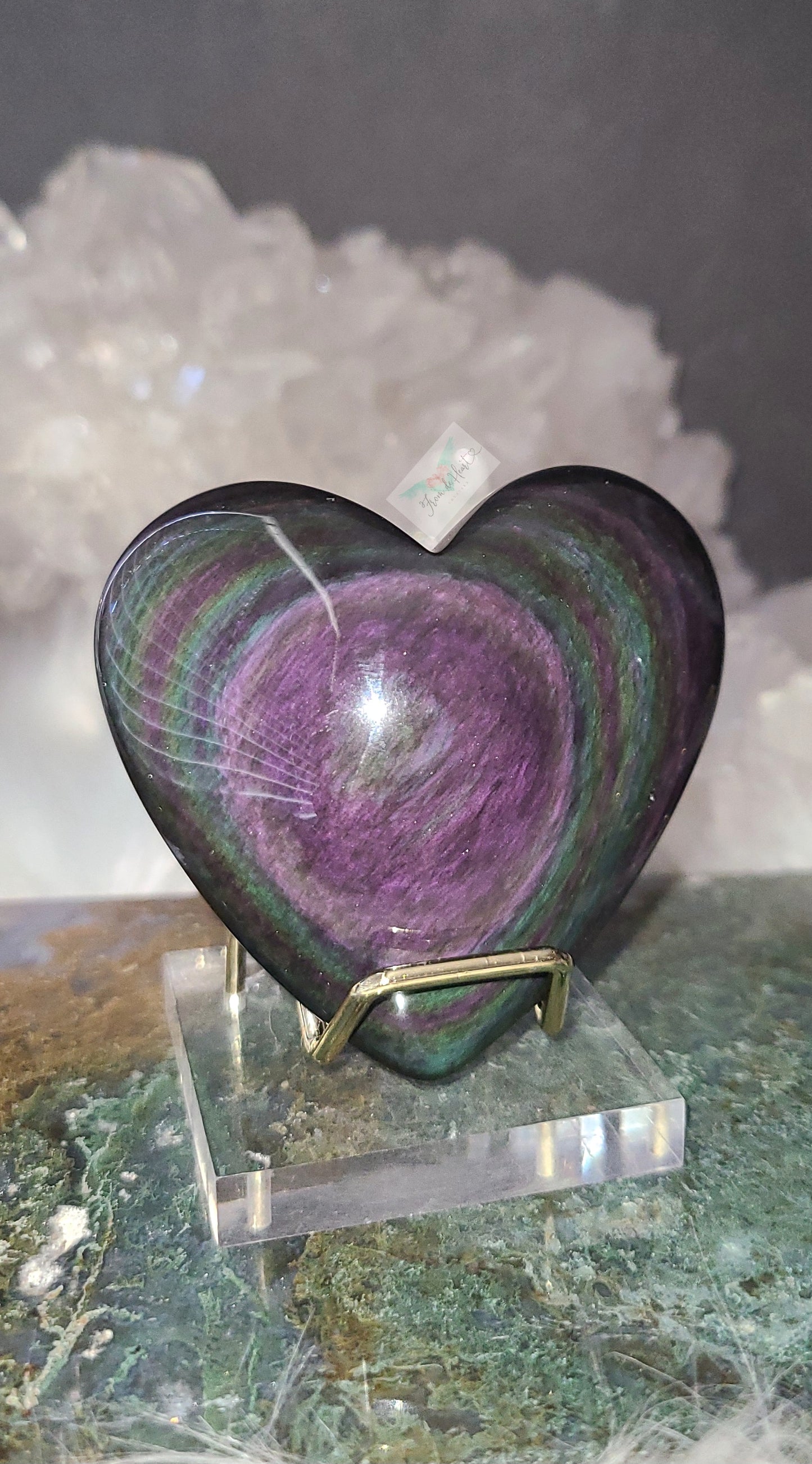 Rainbow Obsidian Heart