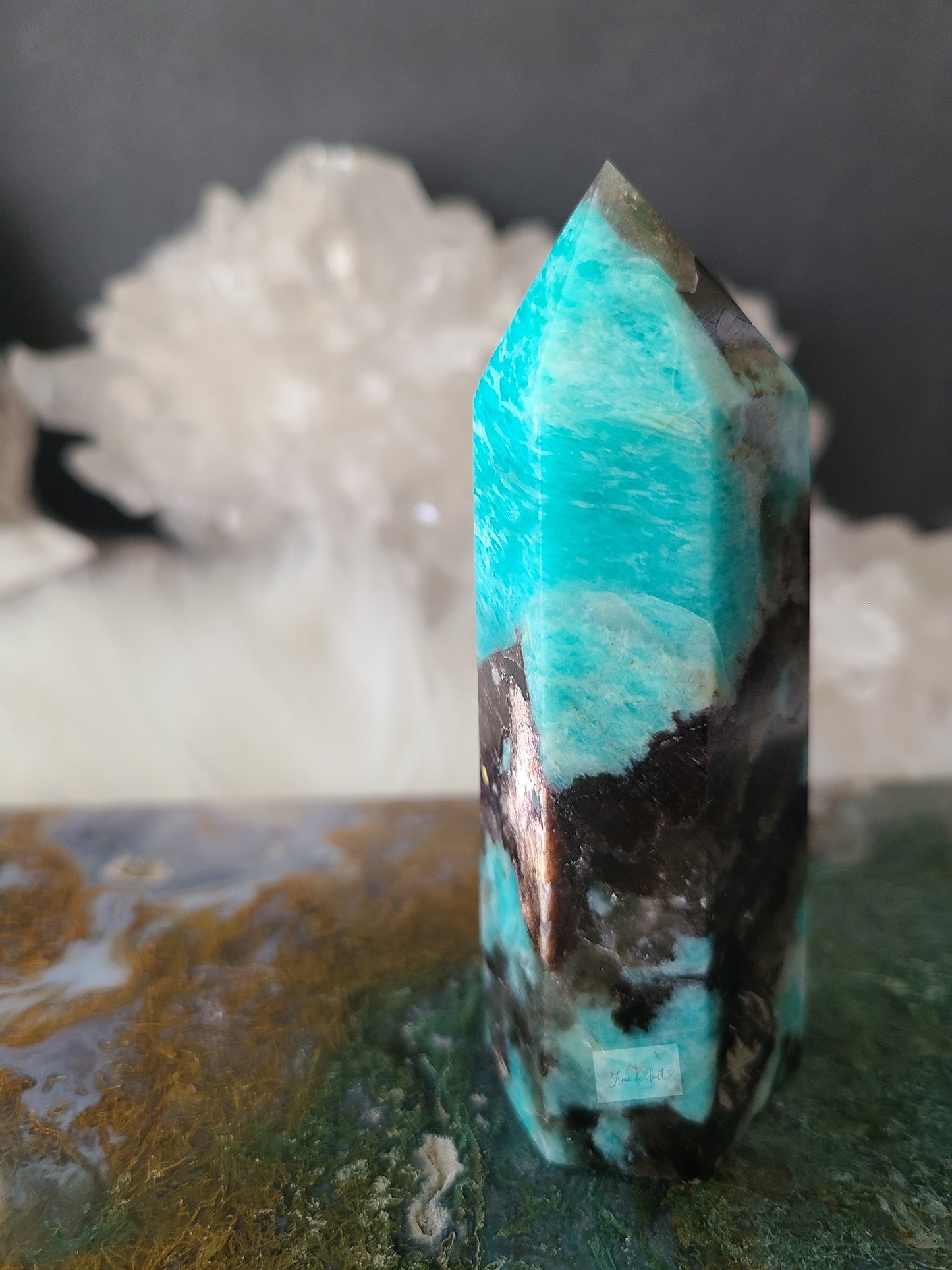 Amazonite Smoky Quartz Tower with Lepidolite