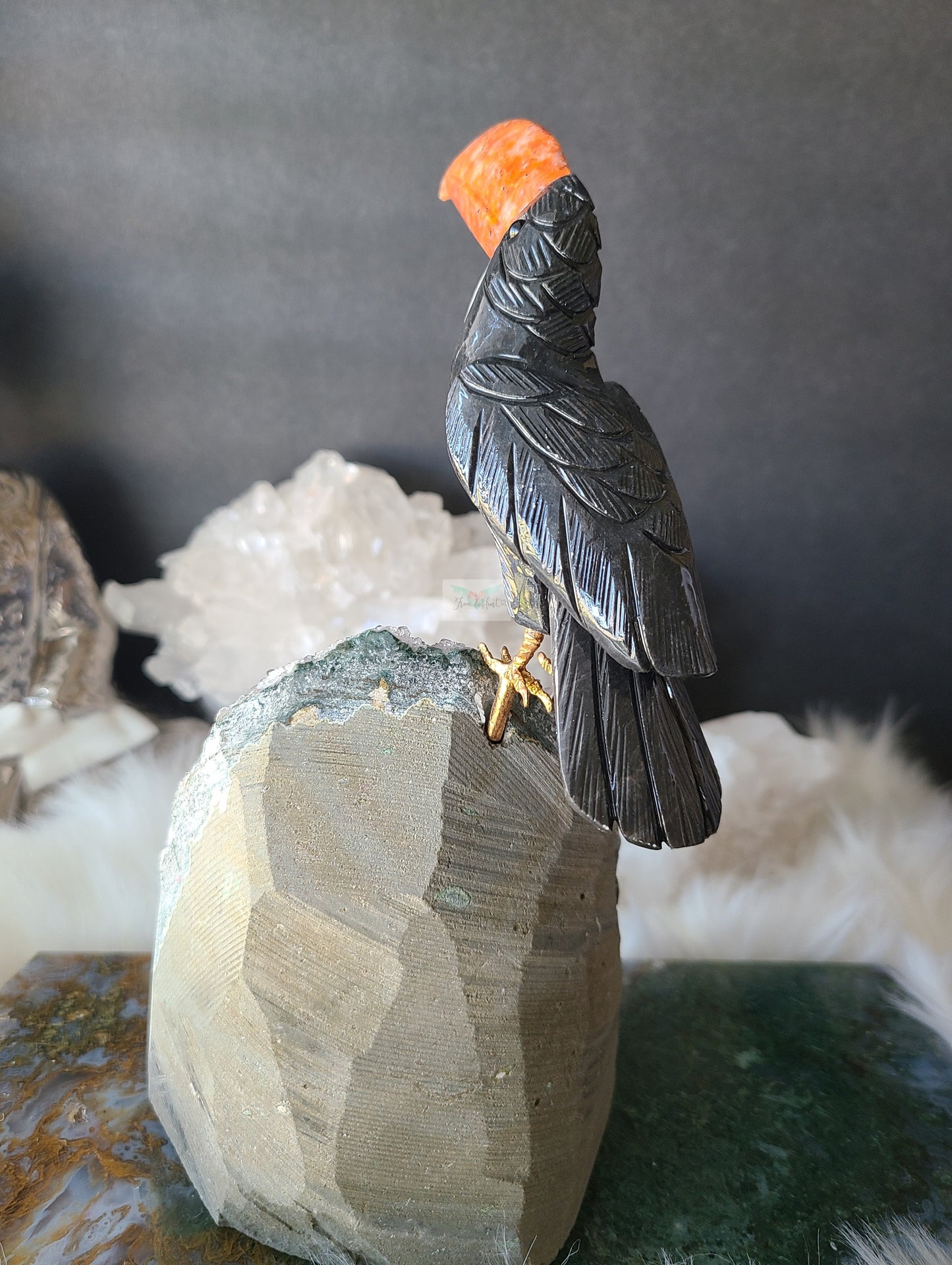 Toucan Carving on Amethyst Cut base