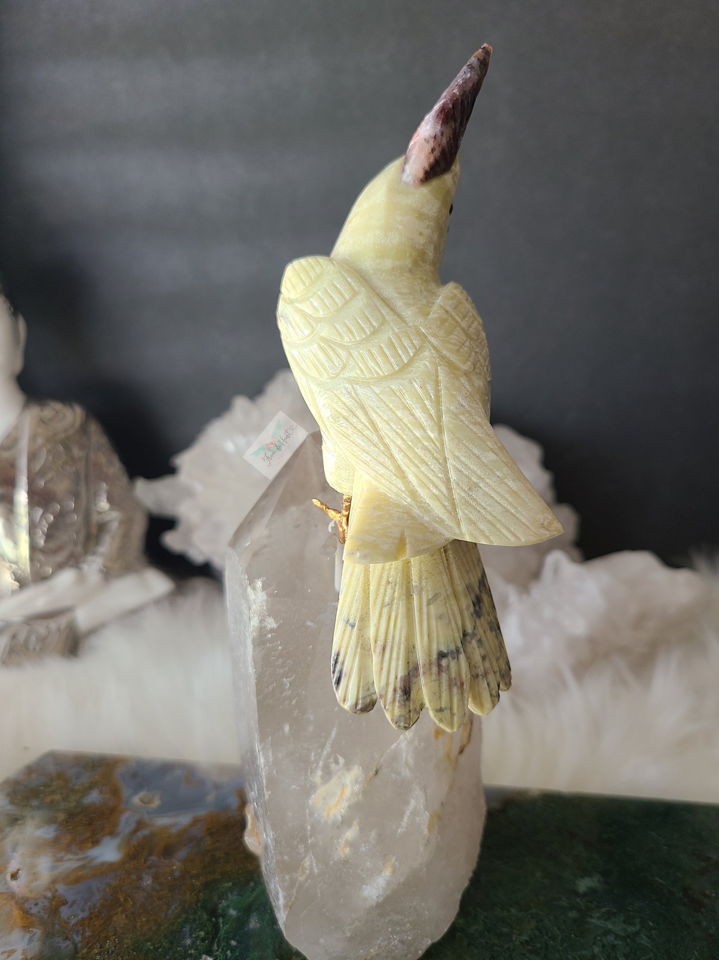 Cockatoo on Smoky Garden Quartz Base