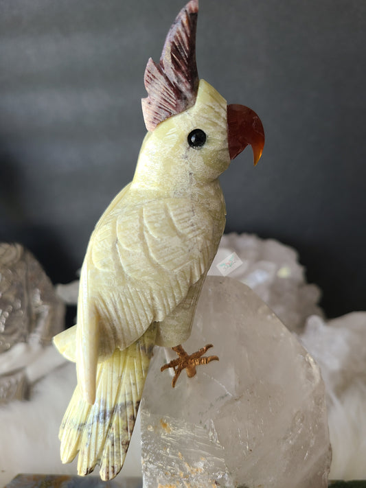 Cockatoo on Smoky Garden Quartz Base