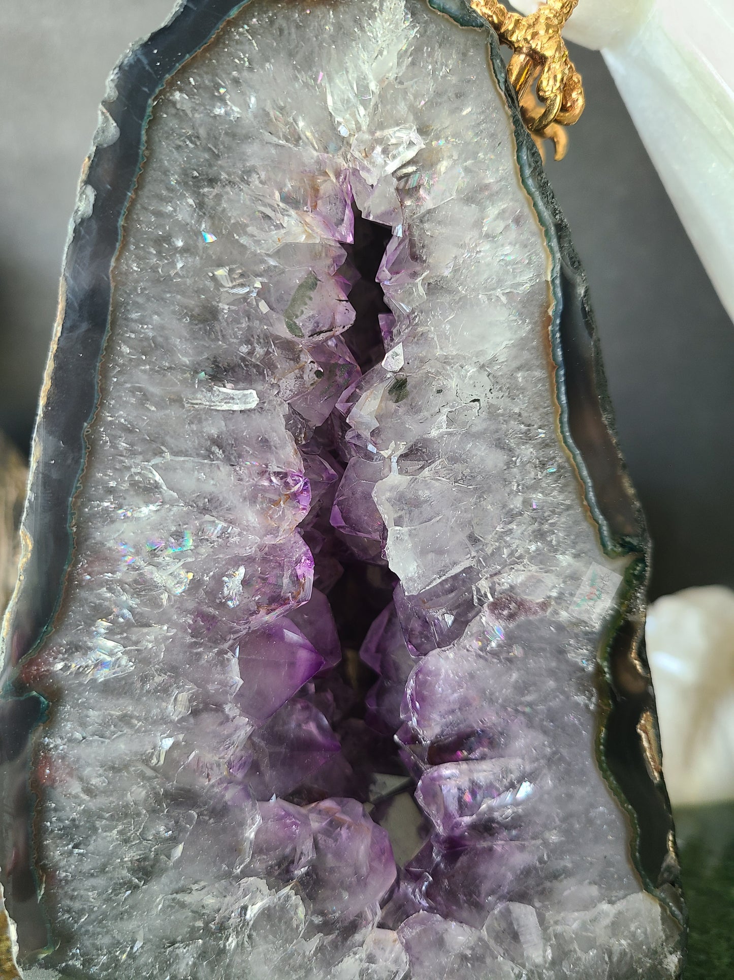 Quartz Cockatoo on Phantom Amethyst Cathedral