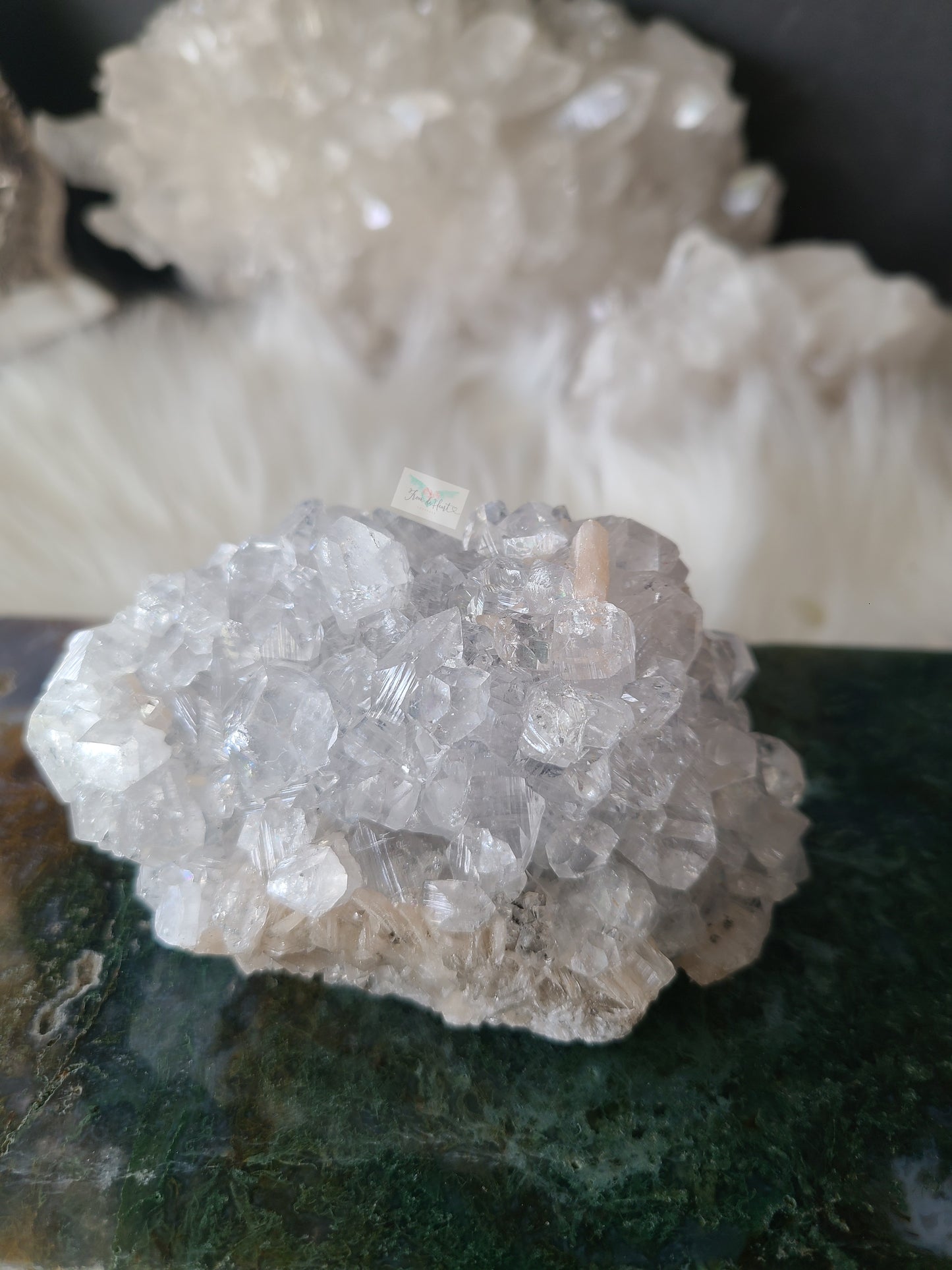 Apophyllite with Shimmery Blue Chalcedony