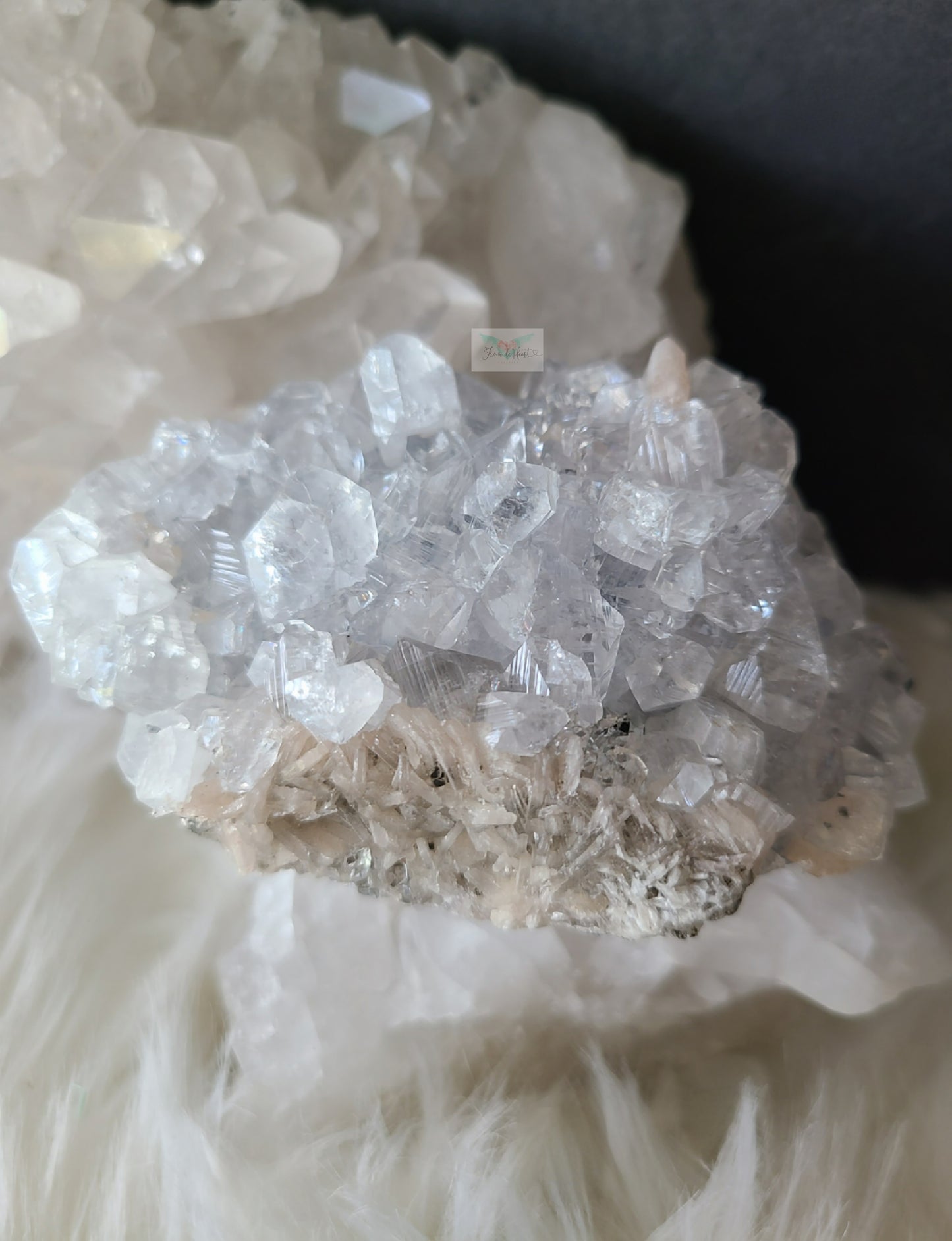 Apophyllite with Shimmery Blue Chalcedony