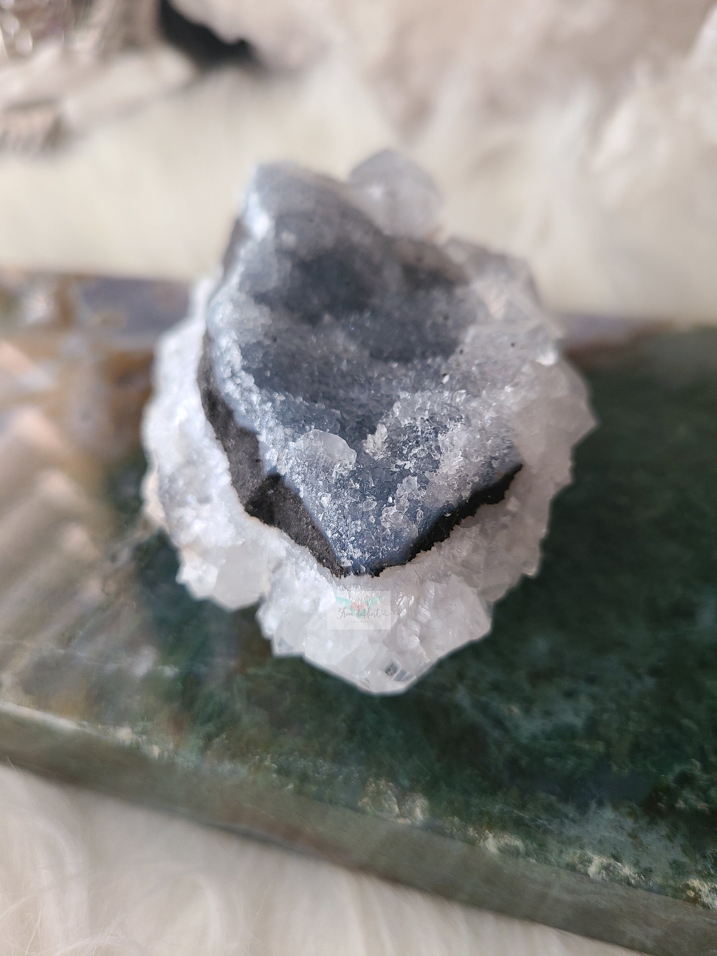Apophyllite with Shimmery Blue Chalcedony