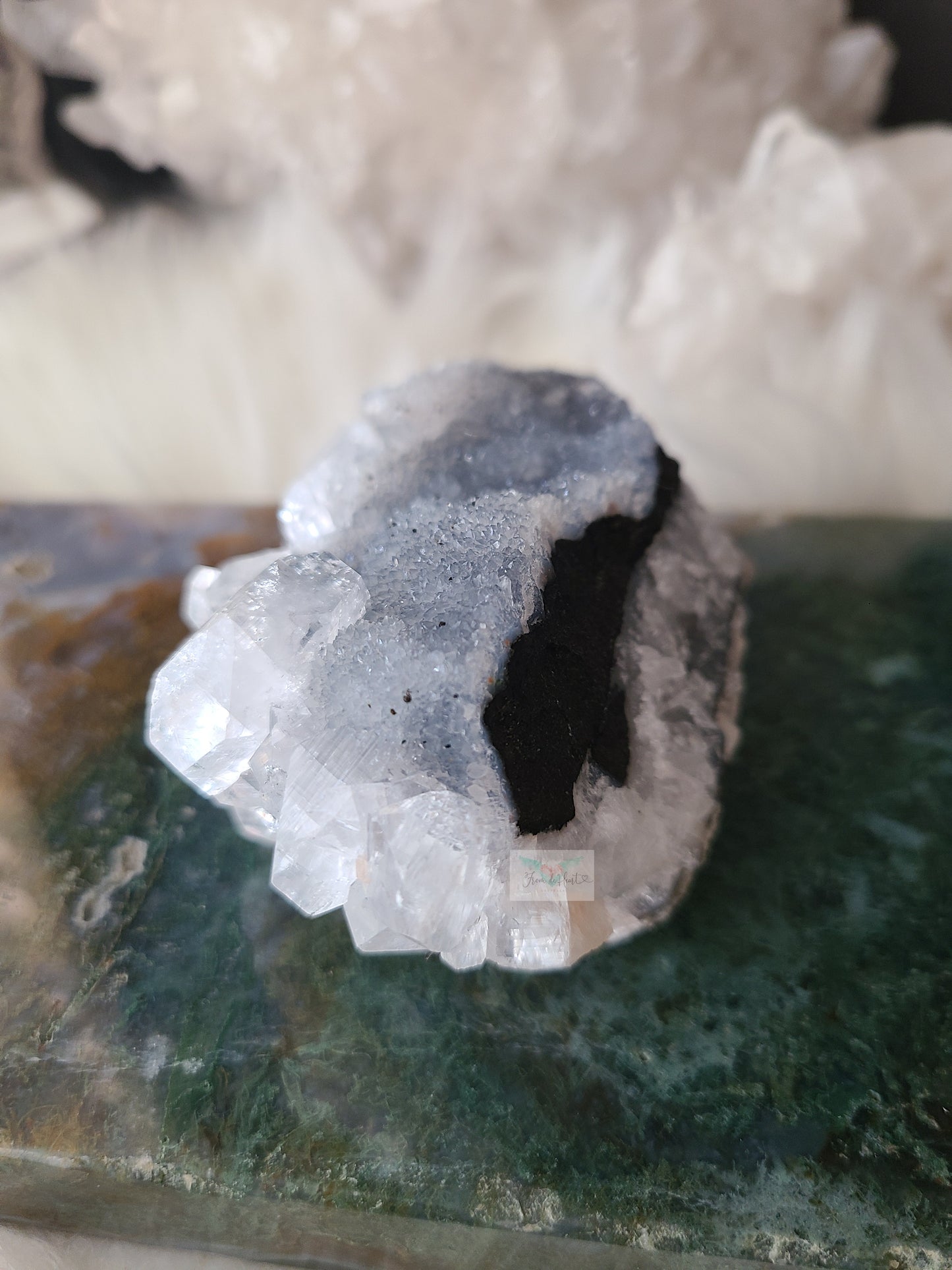 Apophyllite with Shimmery Blue Chalcedony