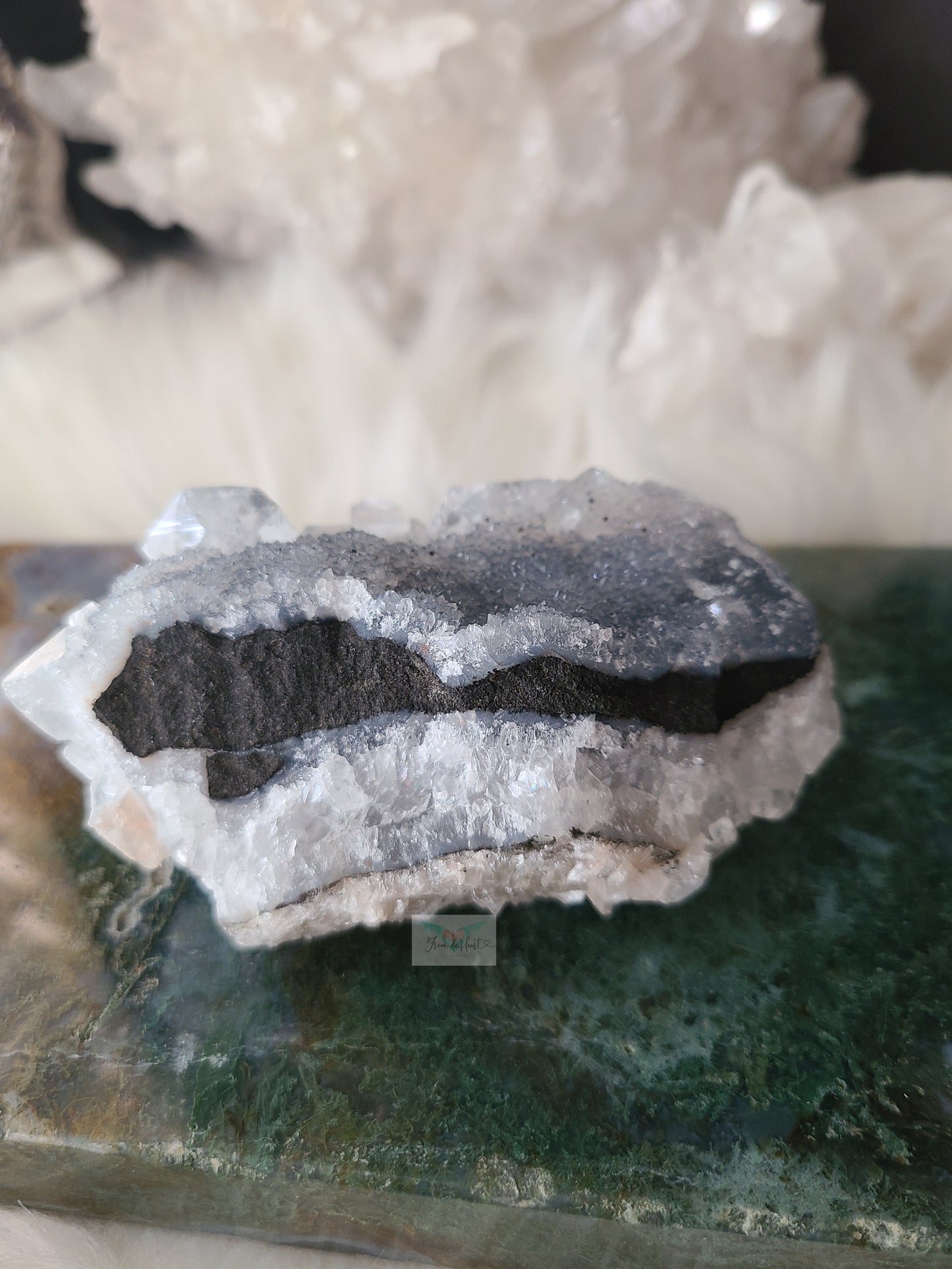Apophyllite with Shimmery Blue Chalcedony