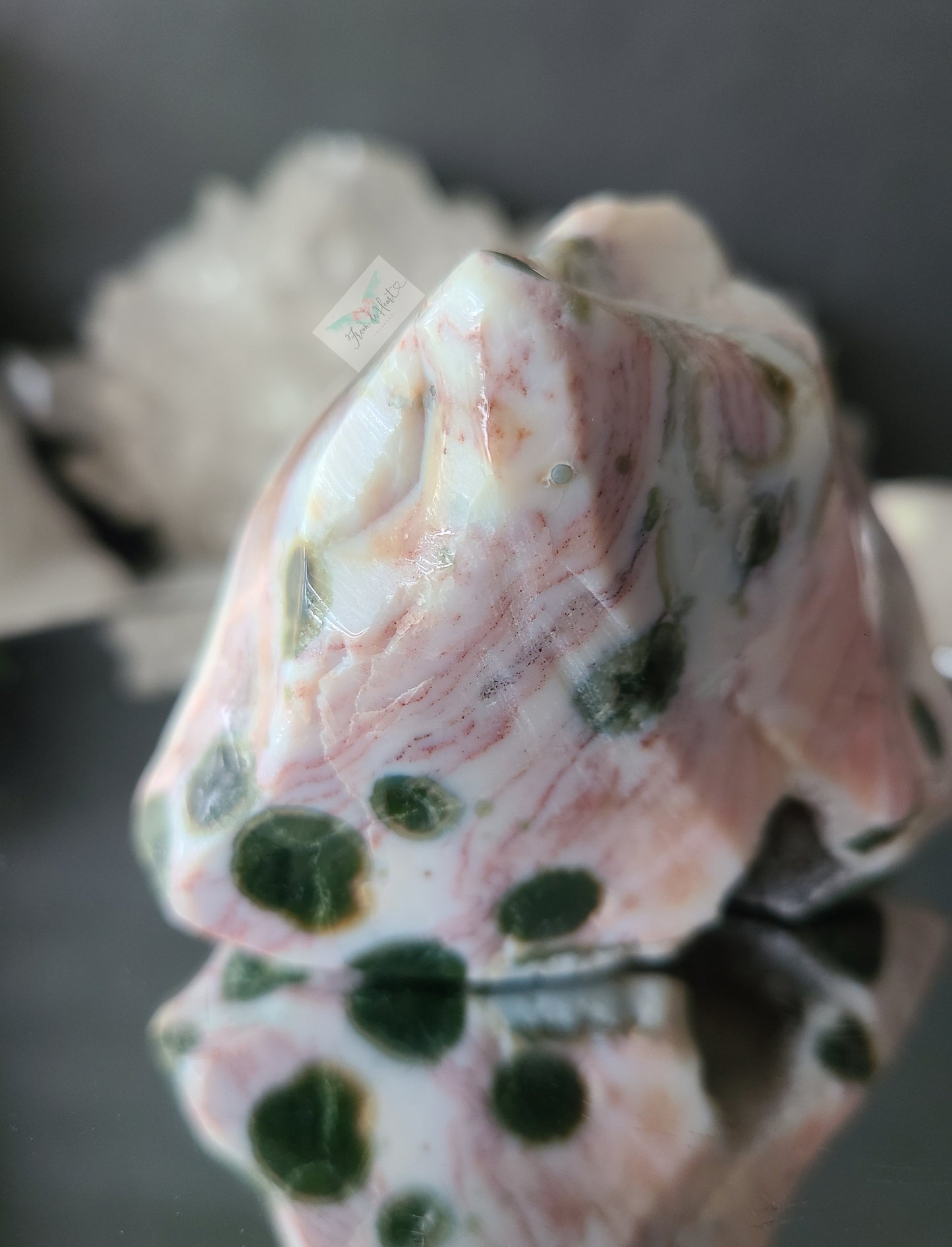 Pink 1st Vein Ocean Jasper Free form with Druzy