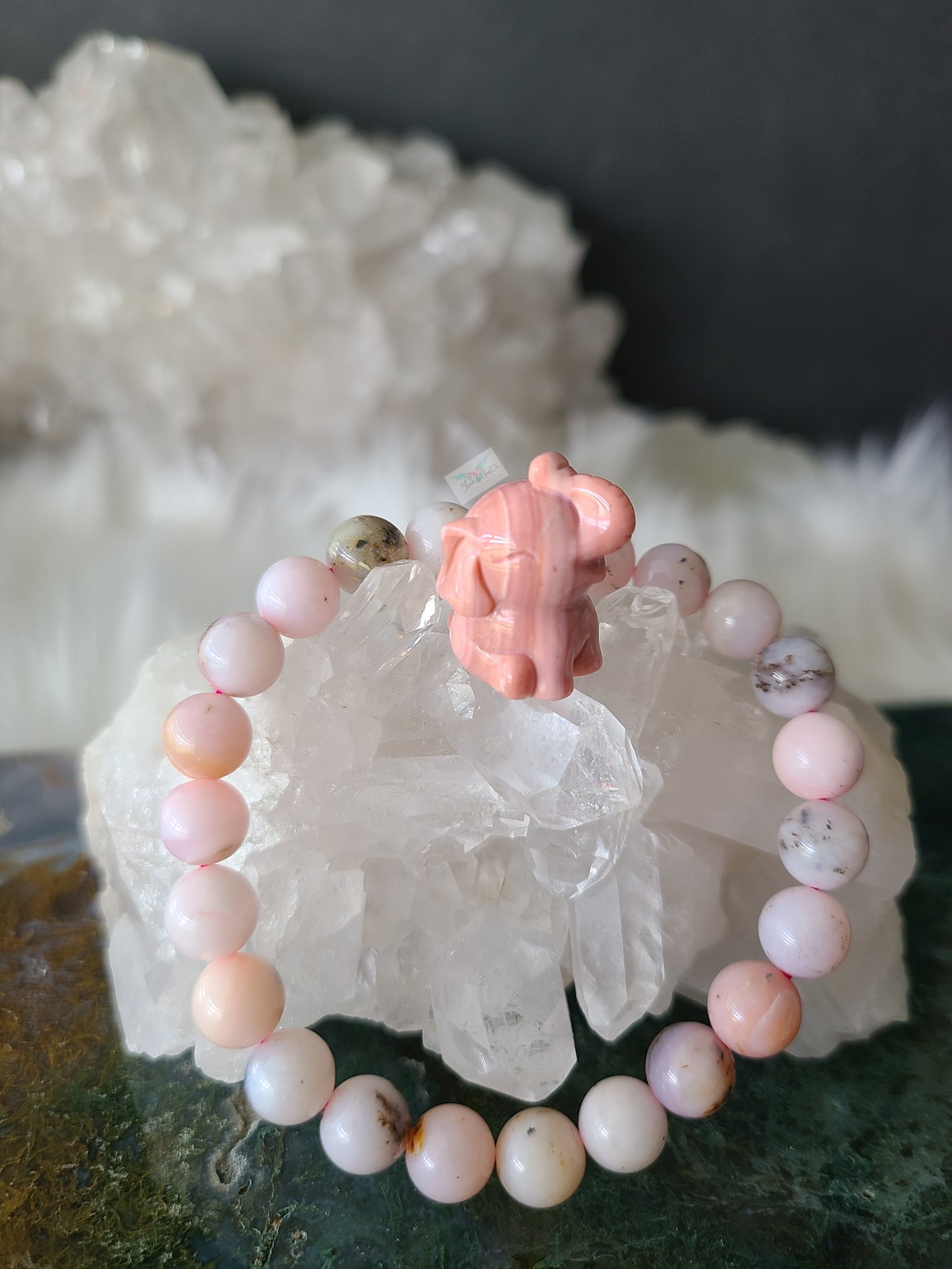 Pink Opal Bracelet and Carving Pair (B)