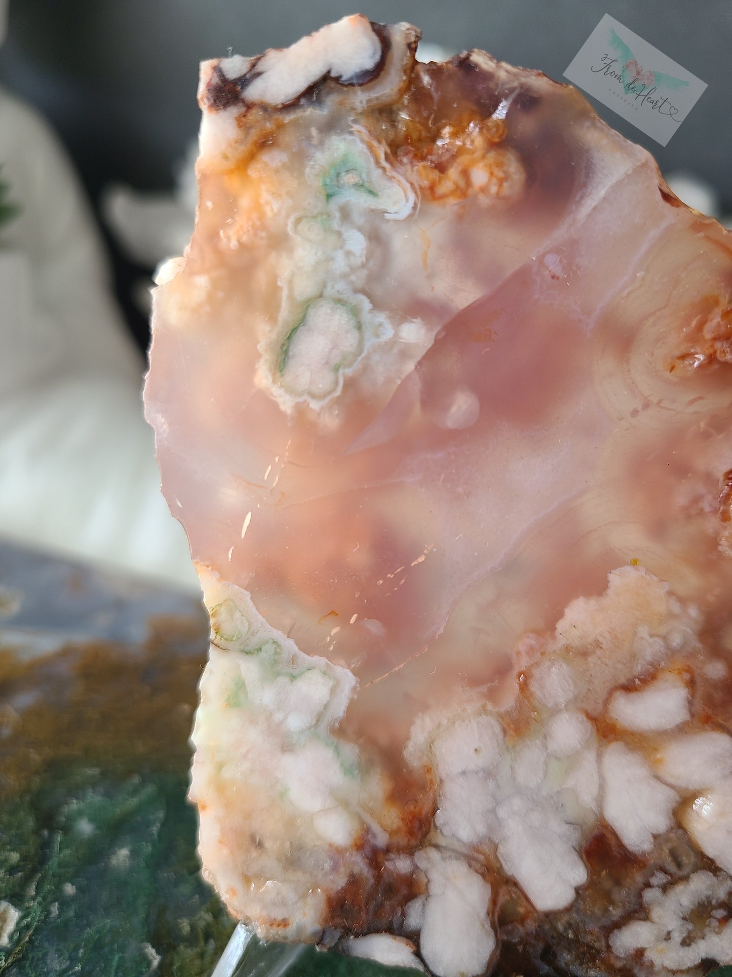 Carnelian Green Flower Agate Slab (D)