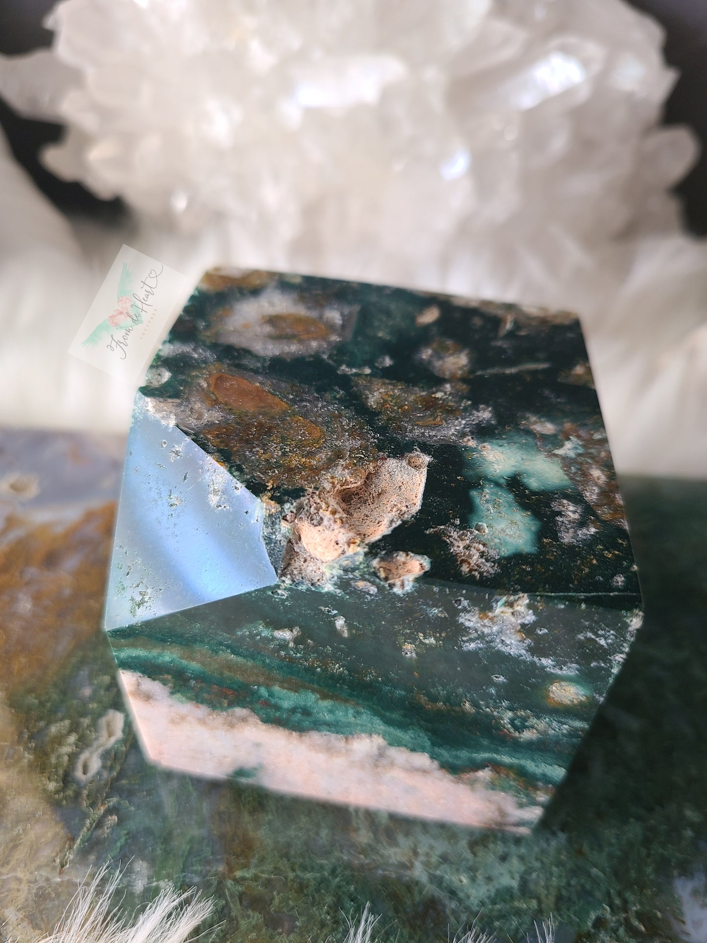 Pink Amethyst with Jasper and Quartz Cube (A)