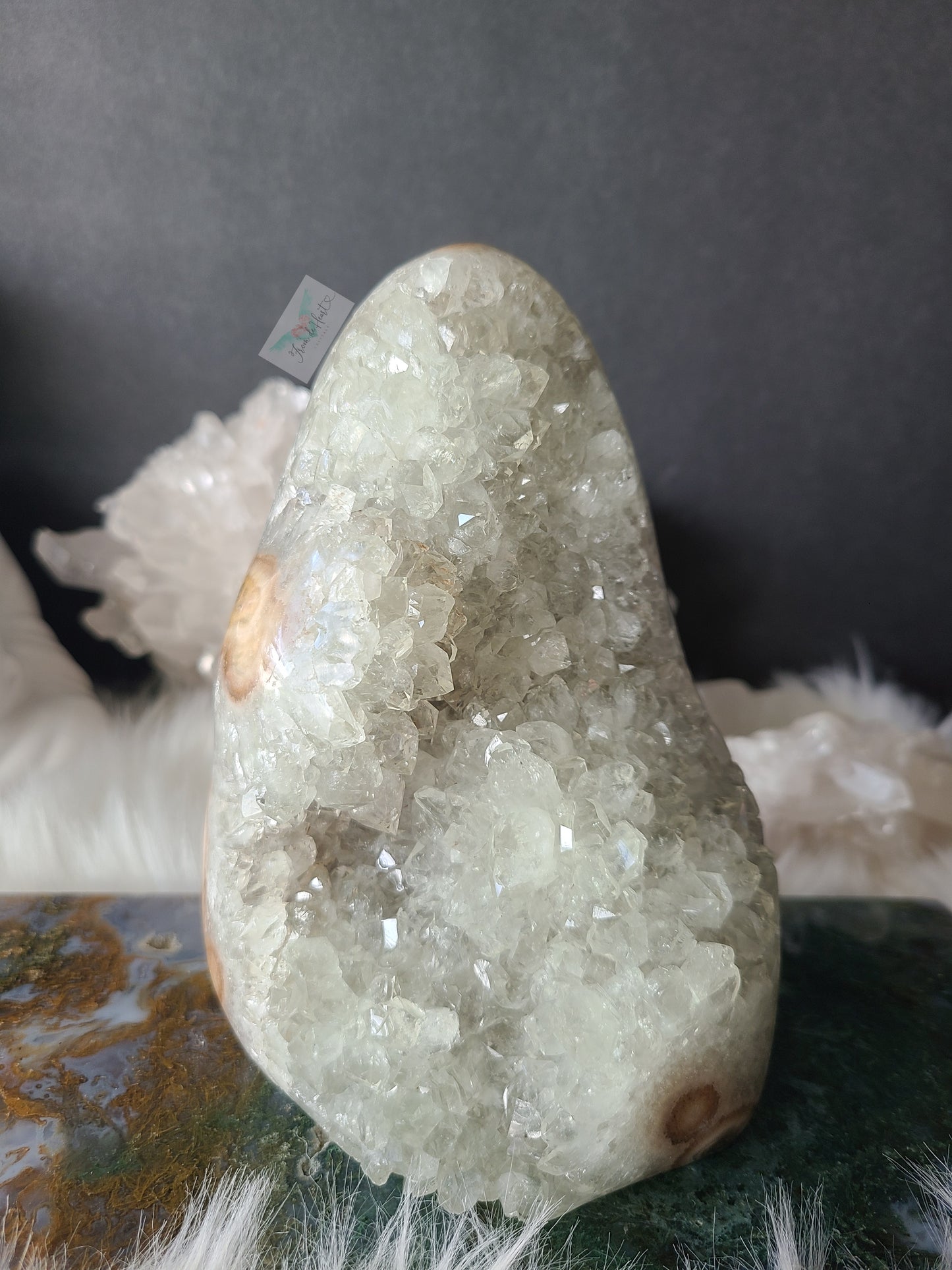 Prasiolite Green Amethyst with Stalactite Cutbase