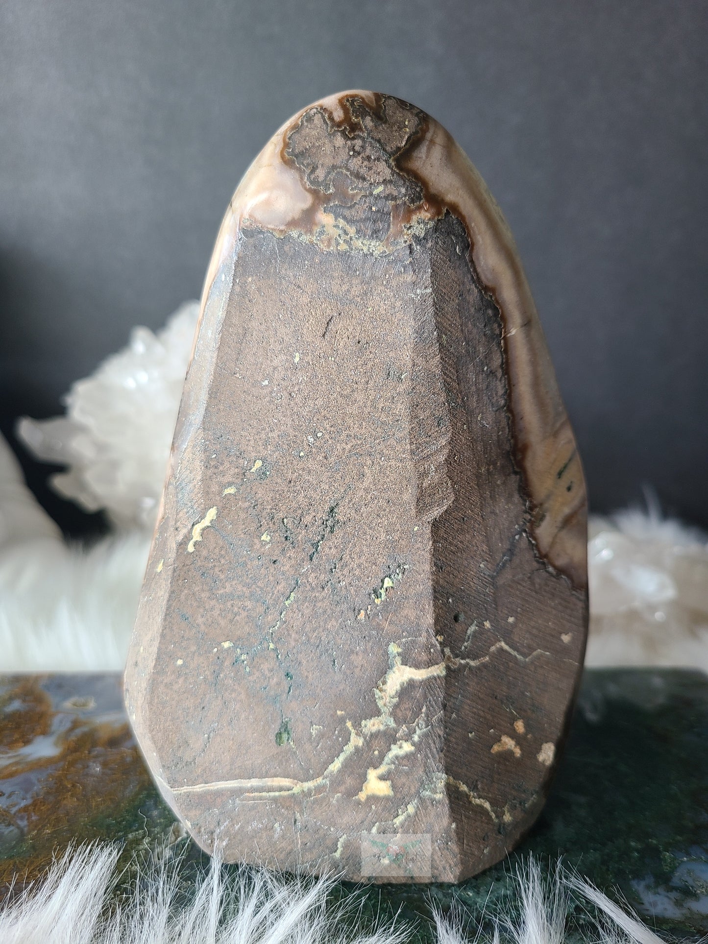 Prasiolite Green Amethyst with Stalactite Cutbase