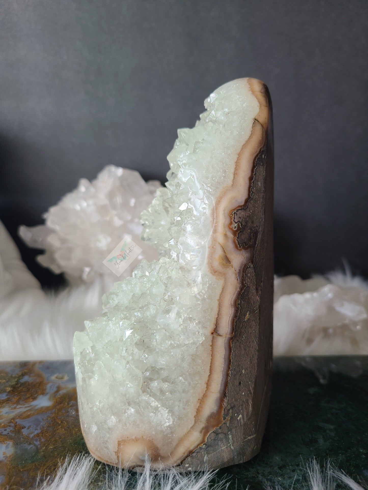 Prasiolite Green Amethyst with Stalactite Cutbase