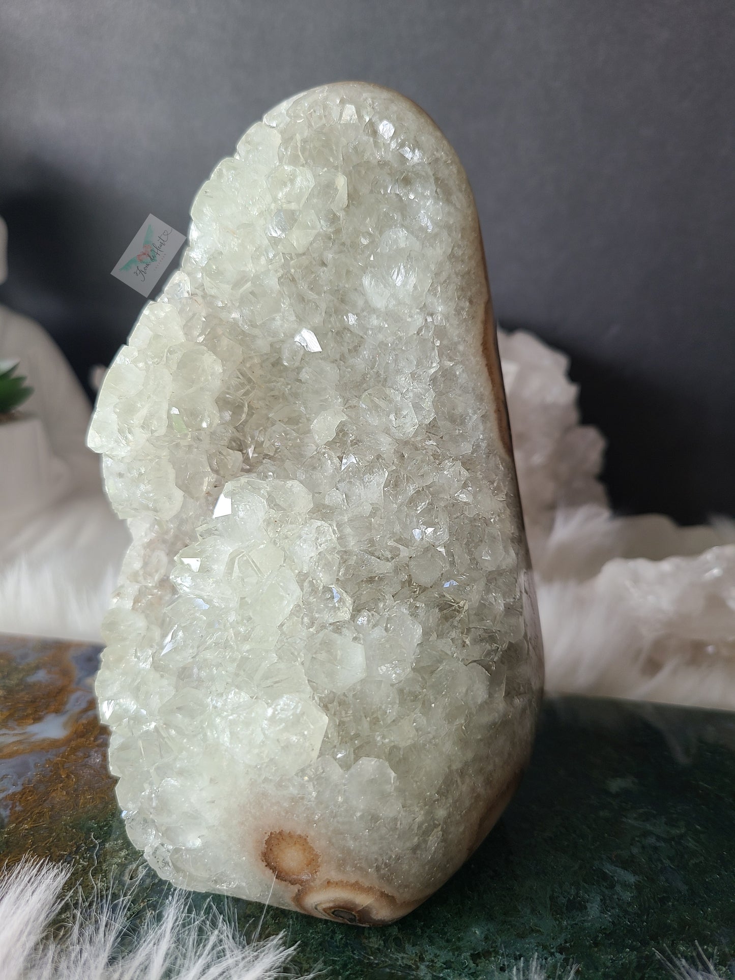 Prasiolite Green Amethyst with Stalactite Cutbase