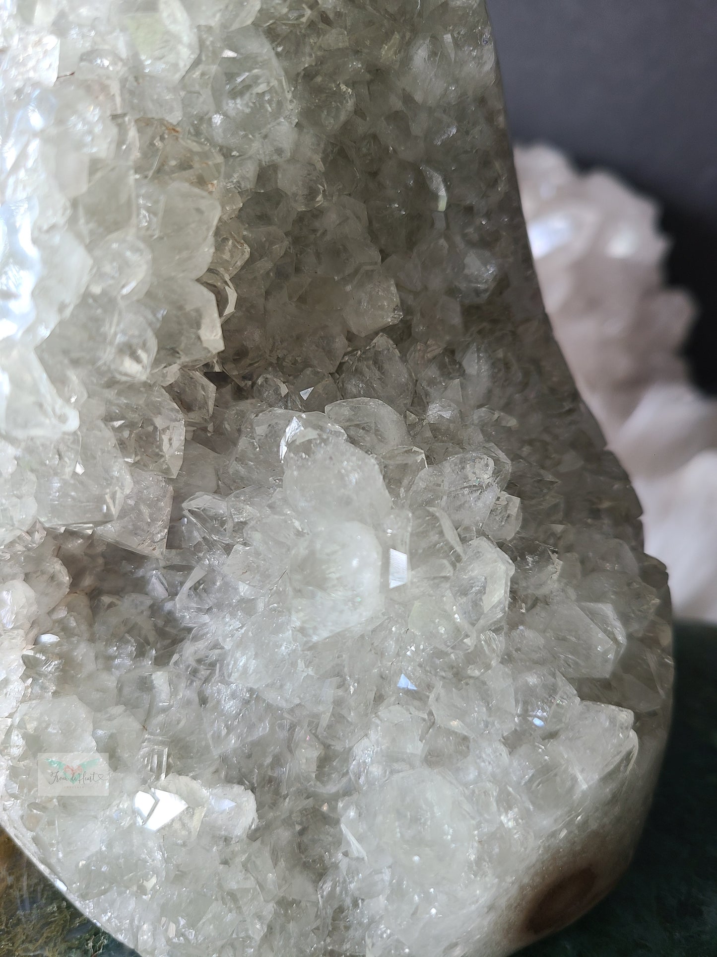 Prasiolite Green Amethyst with Stalactite Cutbase