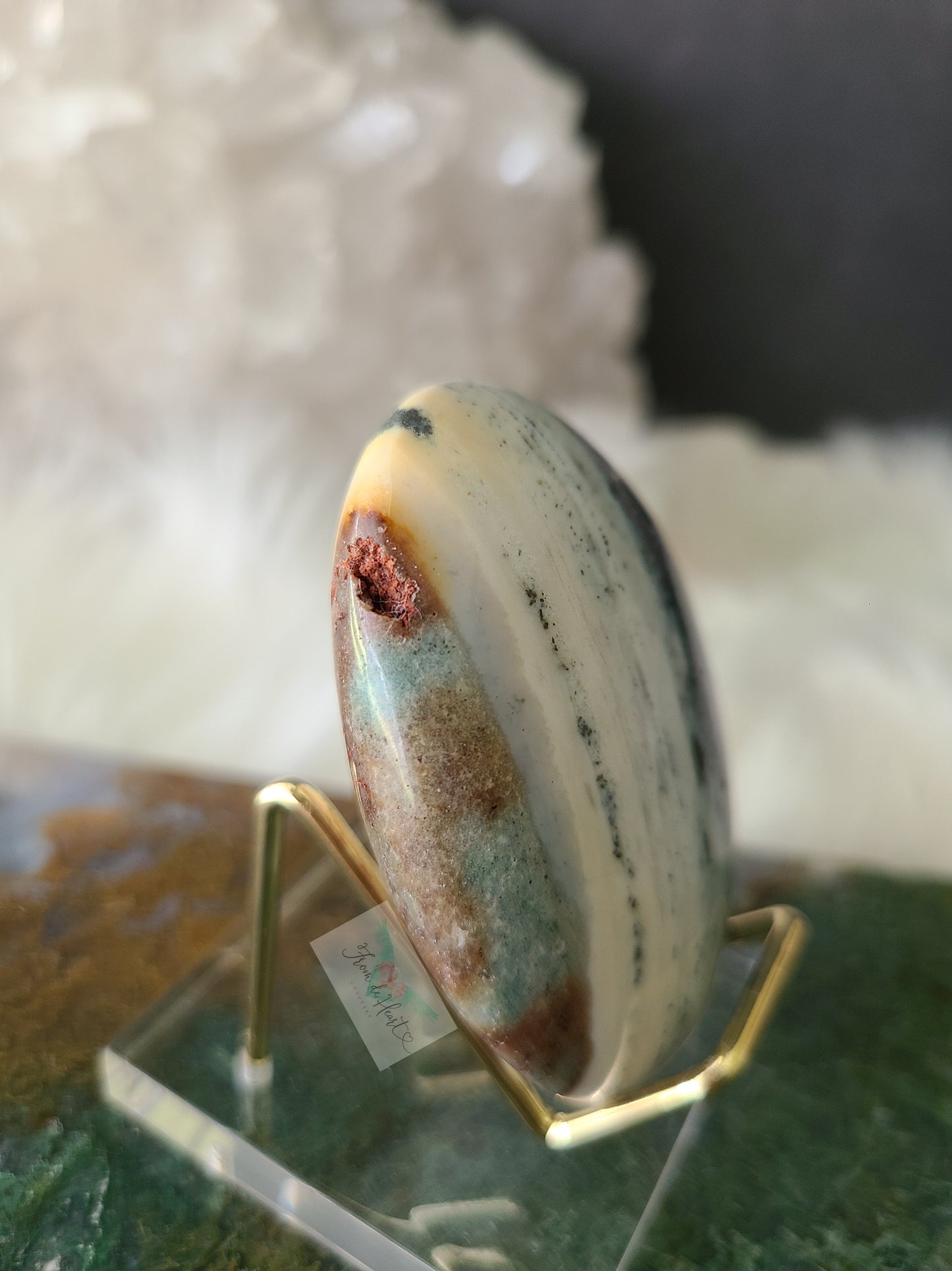 Ocean Jasper with Pyrite and Quartz Palmstone