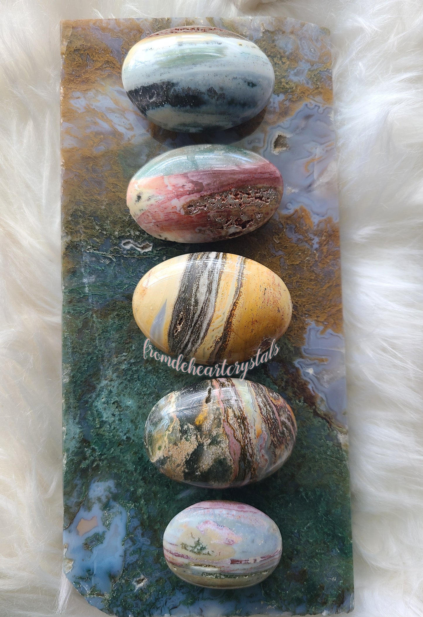 Ocean Jasper with Pyrite and Quartz Palmstone