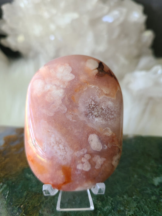 Carnelian Flower Agate Palmstone (B)