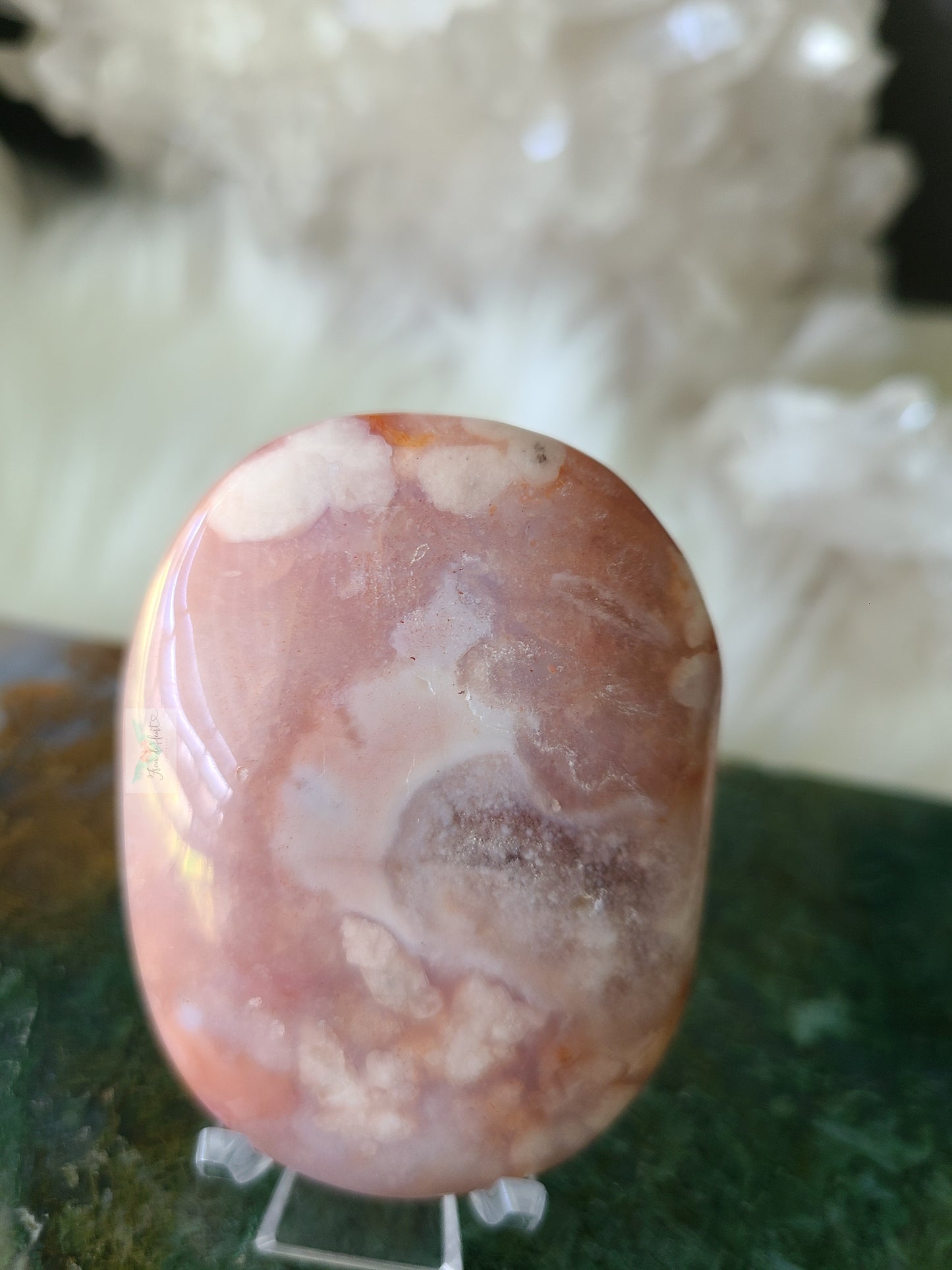 Carnelian Flower Agate Palmstone (B)