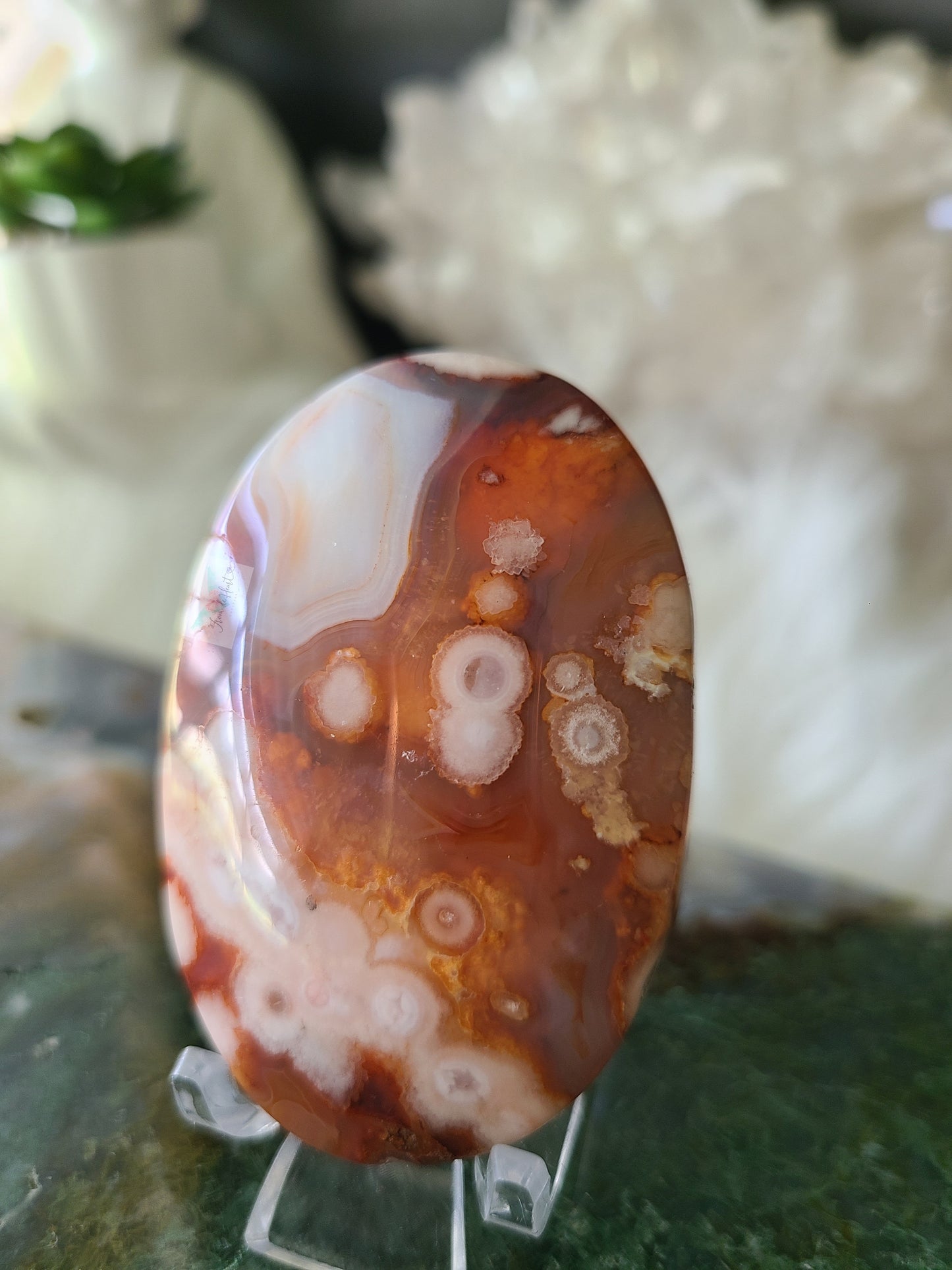 Carnelian Flower Agate Palmstone (A)