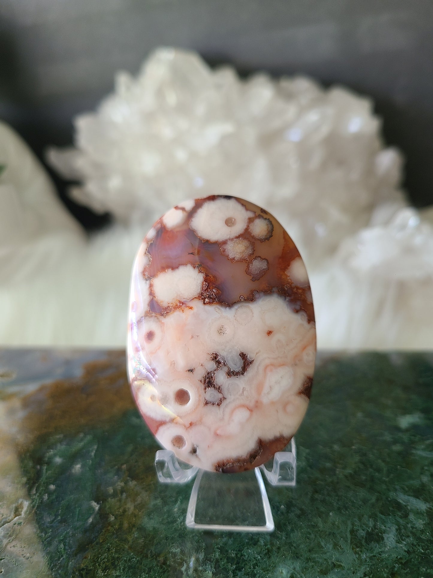 Carnelian Flower Agate Palmstone (A)