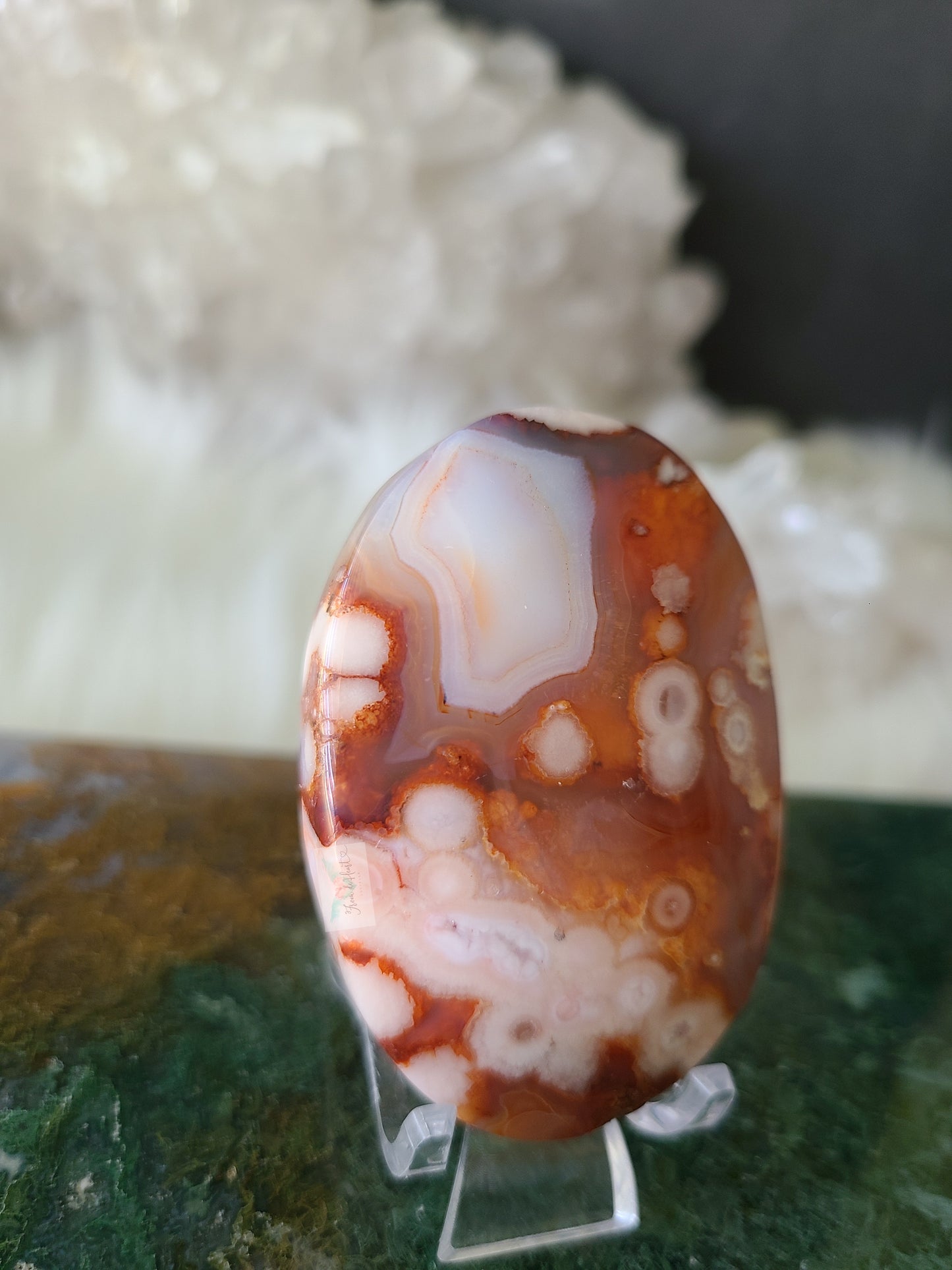 Carnelian Flower Agate Palmstone (A)
