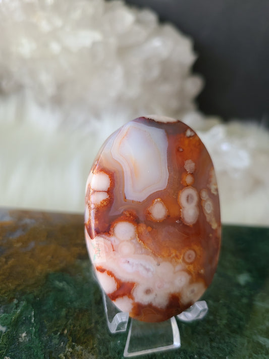 Carnelian Flower Agate Palmstone (A)