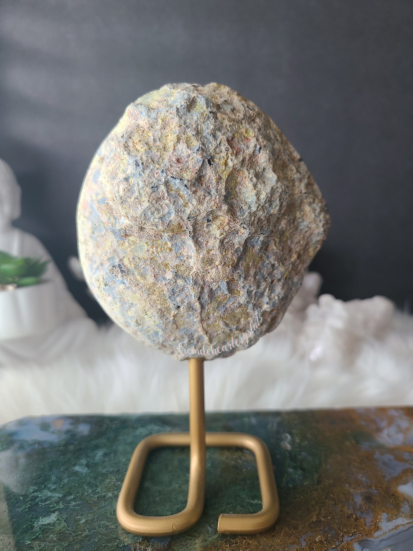 Blue Agate Geode on Stand