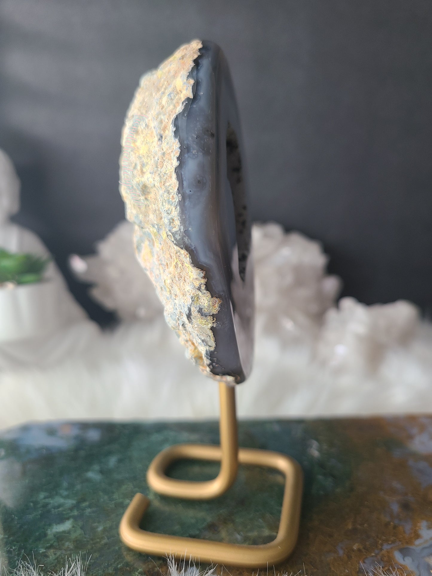 Blue Agate Geode on Stand