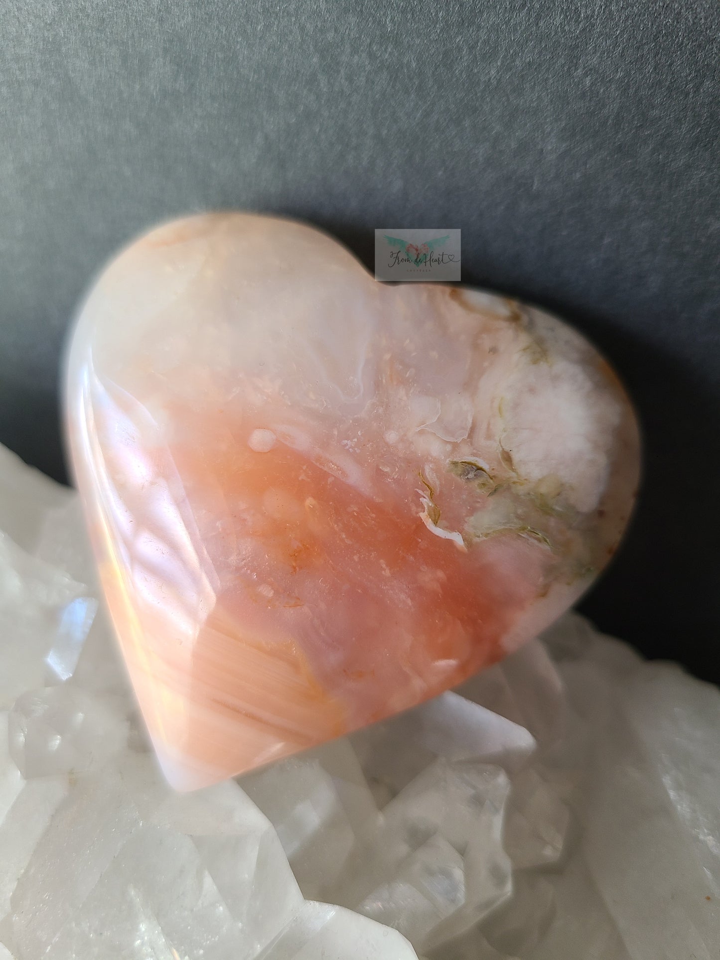 Flower Agate Carnelian Heart
