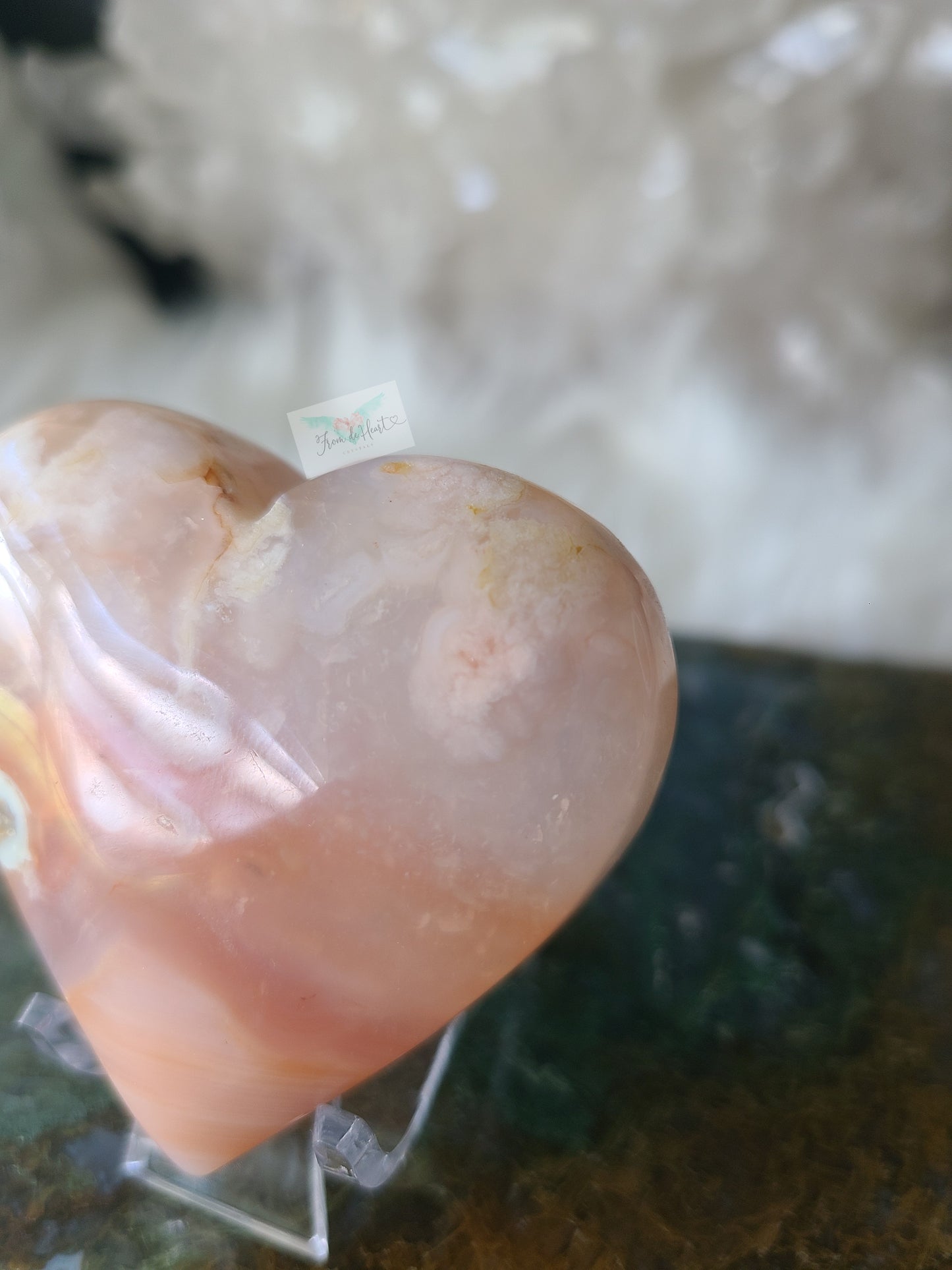 Flower Agate Carnelian Heart
