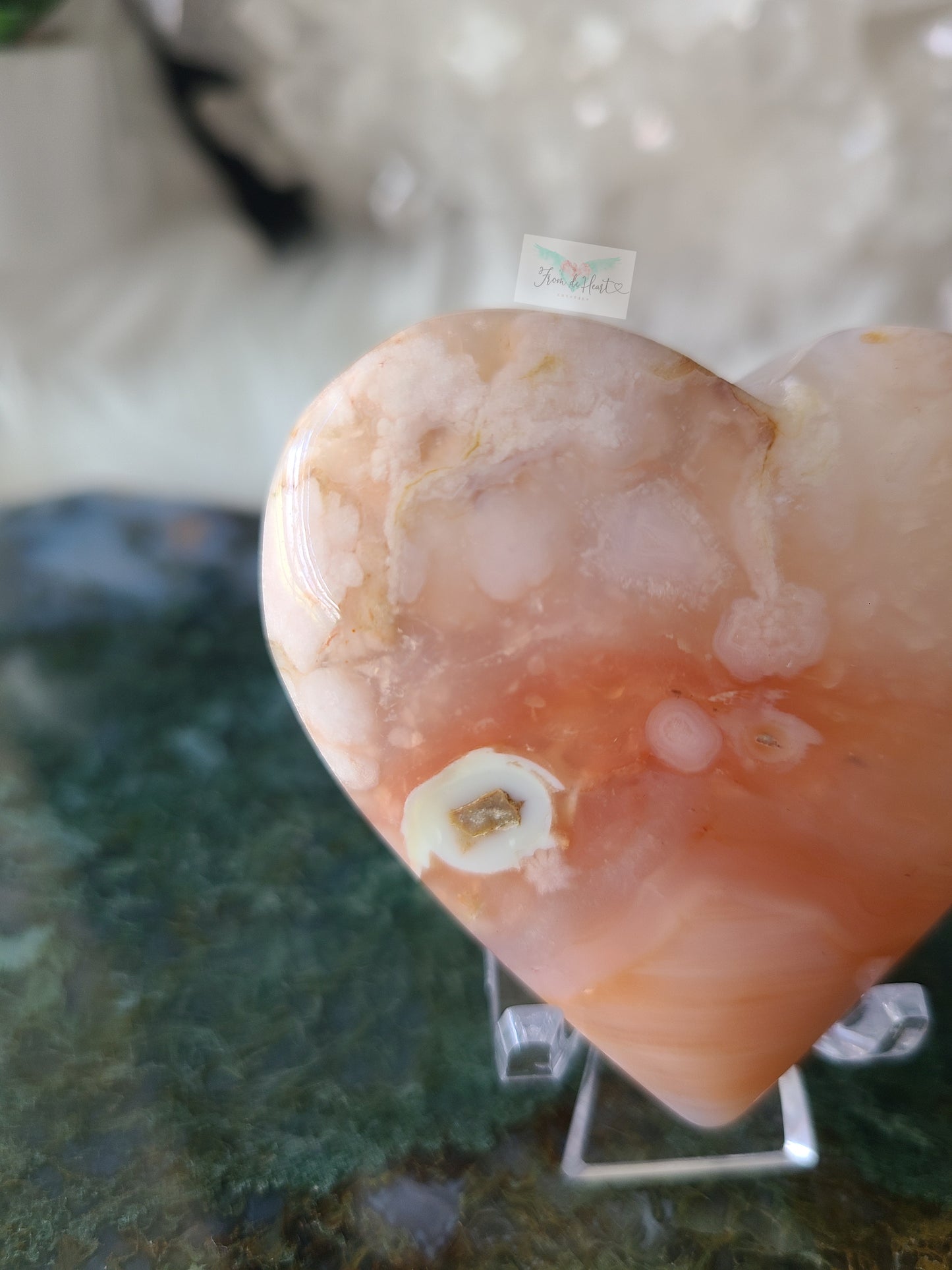 Flower Agate Carnelian Heart